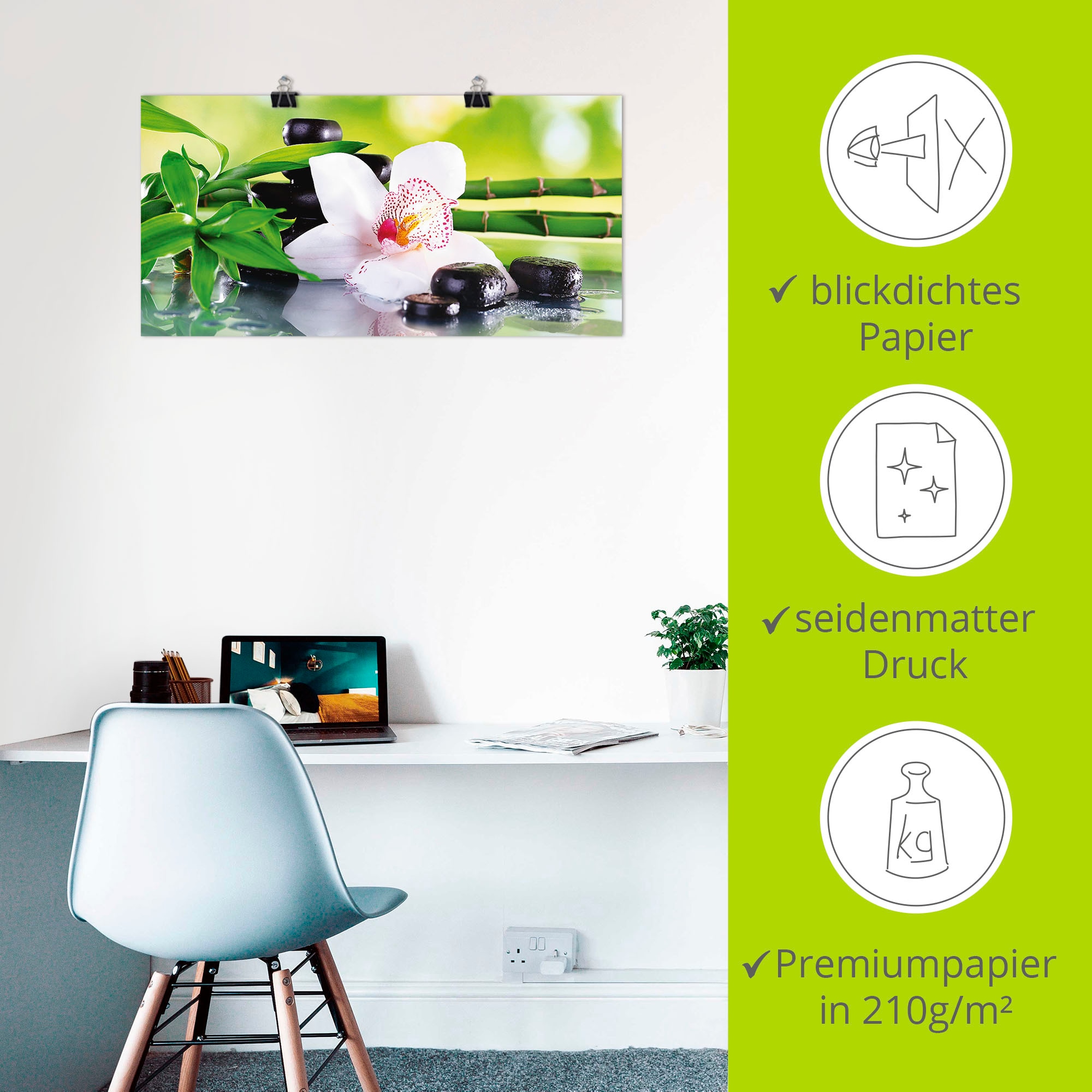 Artland Wandbild »Spa Steine Bambus Zweige Orchidee«, Zen, (1 St.), als Alubild, Outdoorbild, Leinwandbild, Poster, Wandaufkleber