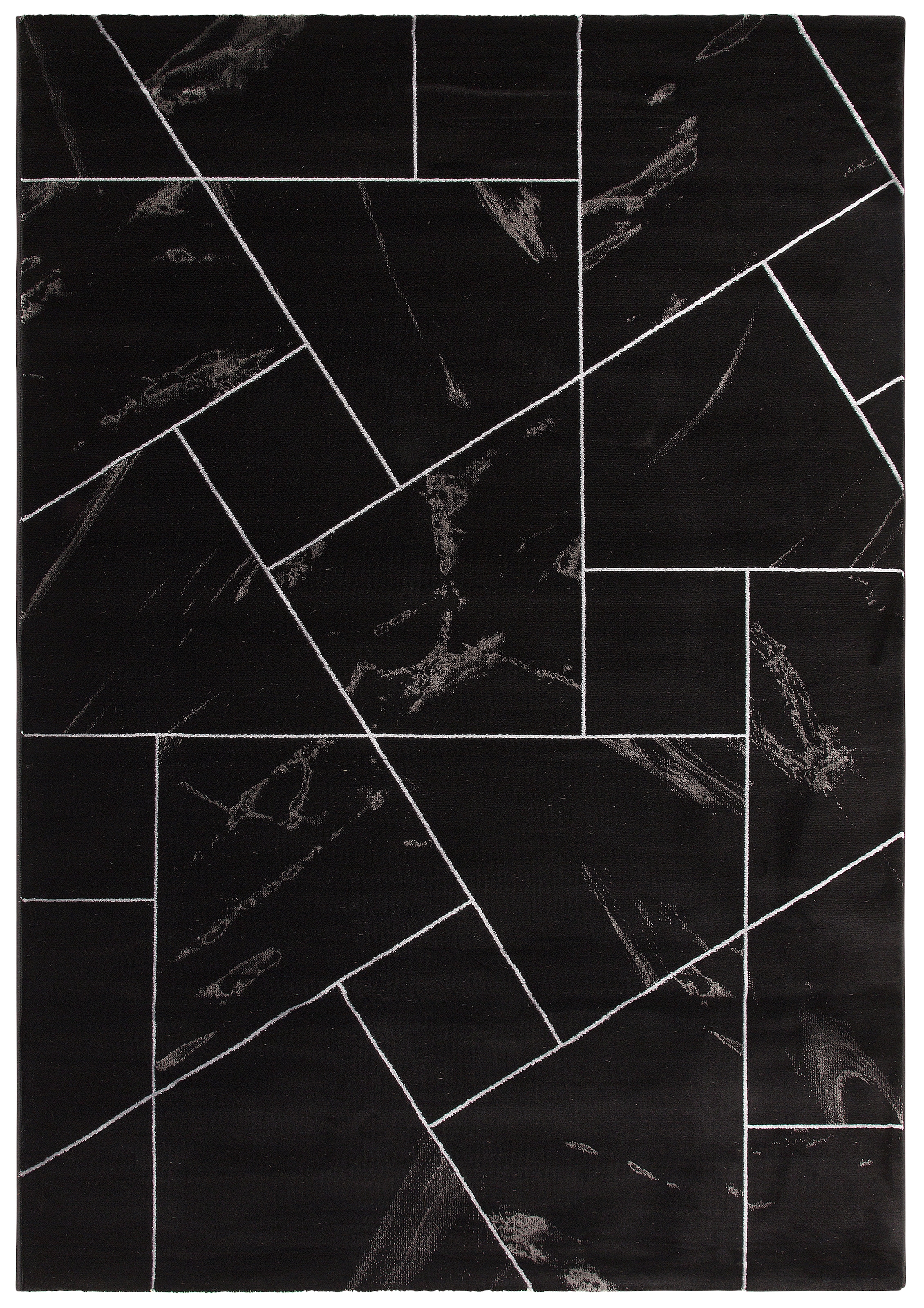 Hoch-Tief-Effekt, | Black rechteckig, Marmor-Design, »Lerina«, Teppich Kurzflor geometrisches Leonique Muster, BAUR Friday