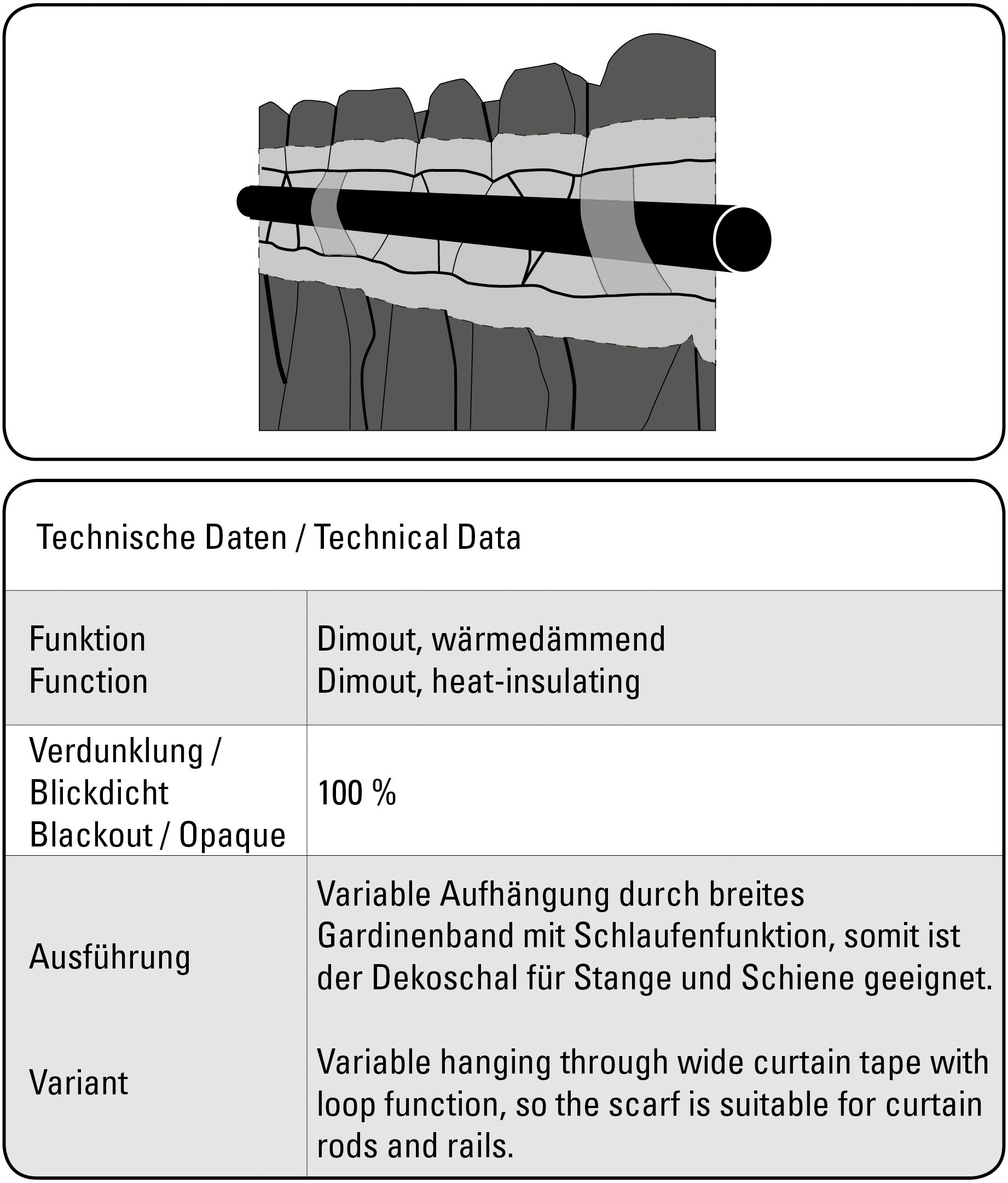 Gardine »Schal Jacquard Ornamente«, (1 St.), mit Gardinenband und verdeckten Schlaufen