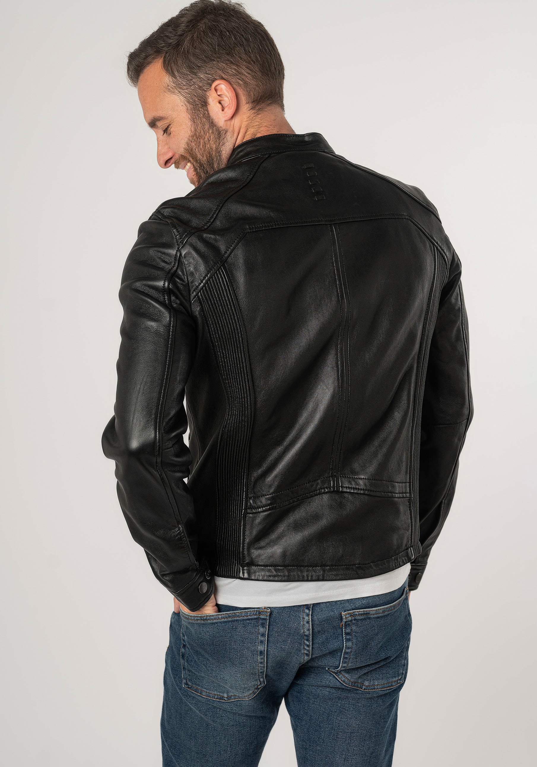 Mauritius Lederjacke »2Mtoji SF«, mit Reißverschluss, Zipperdetail, STehkragen Ziernähte