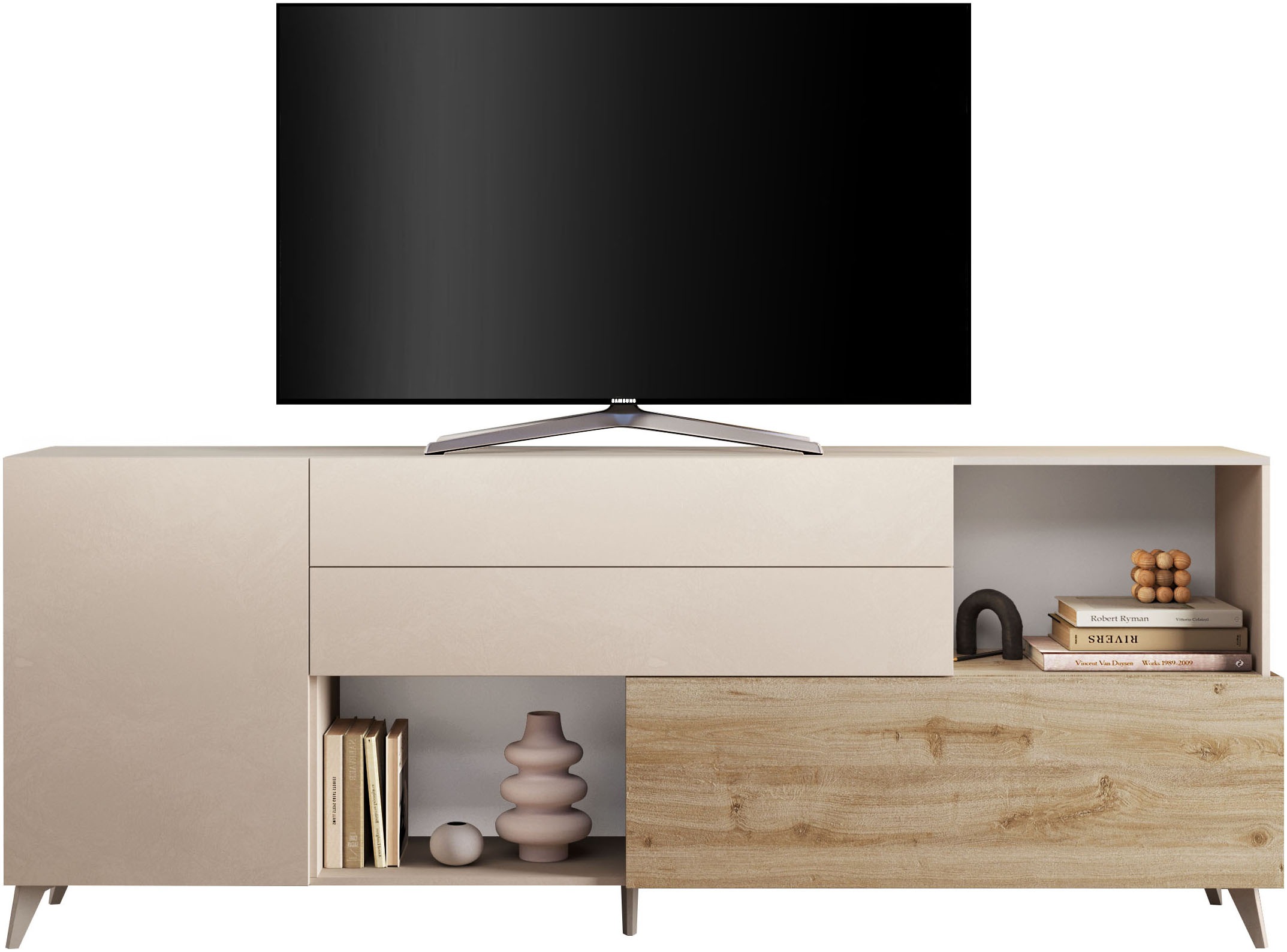 Home affaire Sideboard "Monaco in Breite 241 cm, Anrichte mit Tür, Klappe und 2 Schubkästen" Stauraumschrank – sanftes Schließen, edles Design, viel Platz