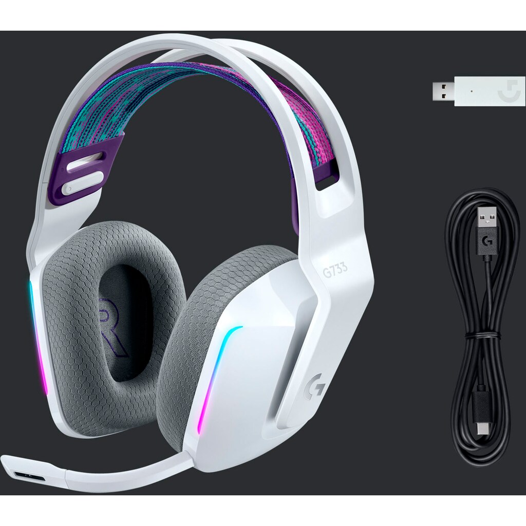 Logitech G Gaming-Headset »G733 LIGHTSPEED Wireless RGB«, WLAN (WiFi), Mikrofon abnehmbar