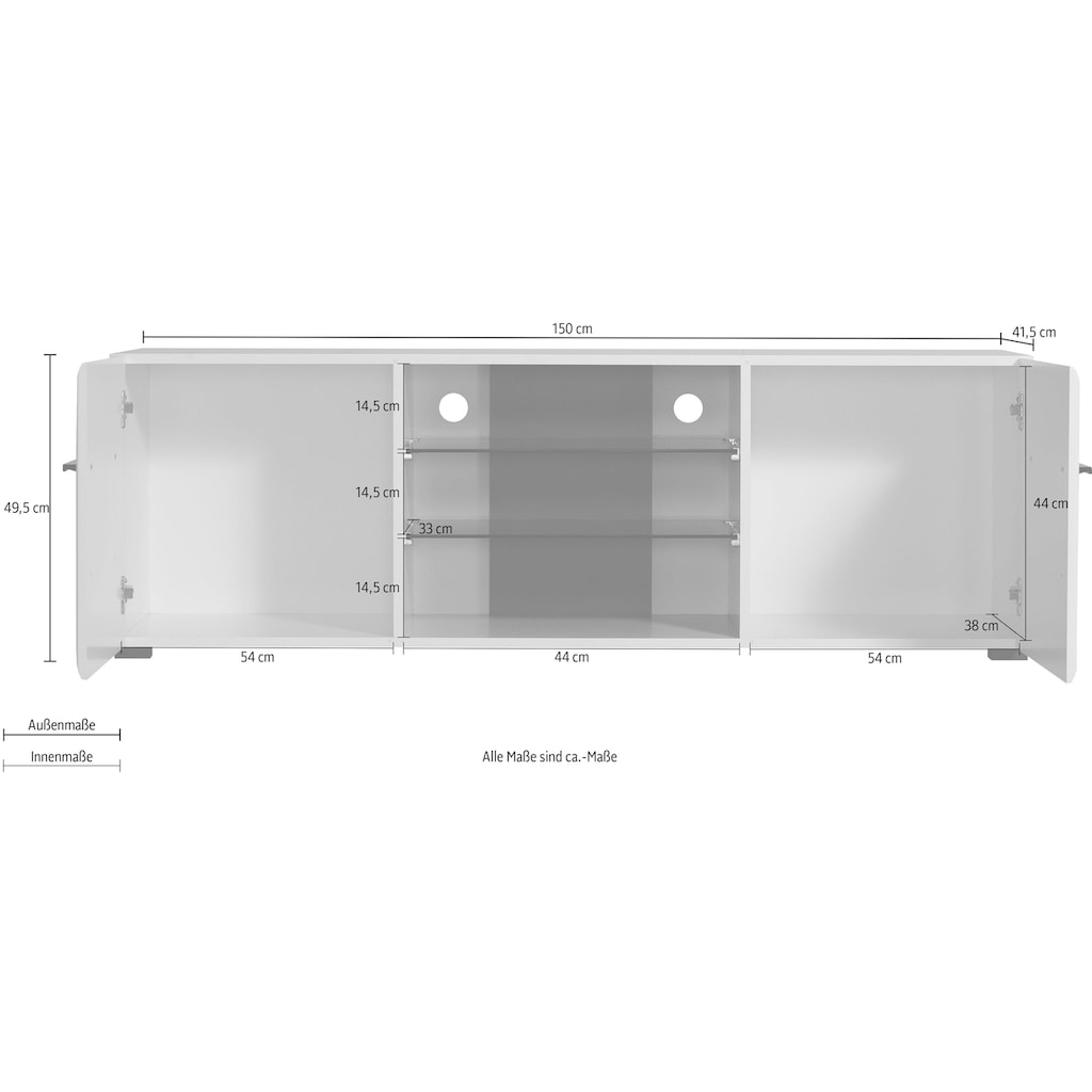 INOSIGN Lowboard »Trentino«, Breite ca. 150 cm, Hochglanzfronten