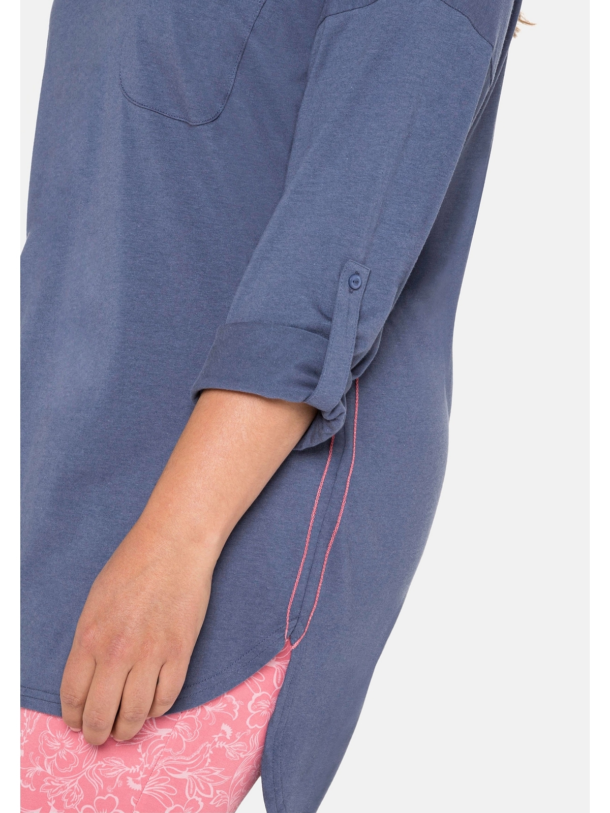 Sheego Langarmshirt »Große Krempelärmel, für | Größen«, geschnitten hinten BAUR kaufen mit länger