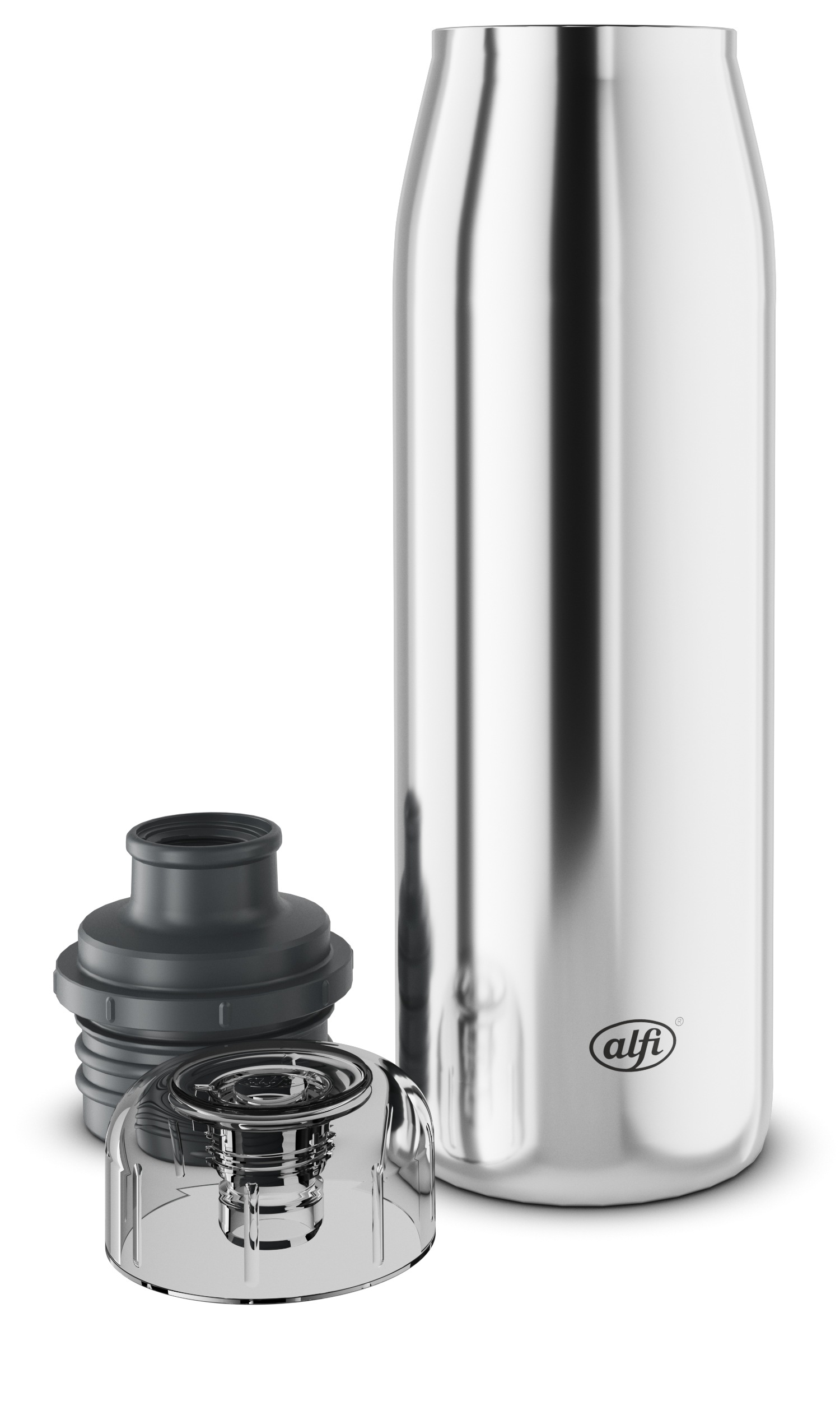 Alfi Isolierflasche »ISO BOTTLE, Edelstahlkörper, spülmaschinenfest«, (1 tlg.), 0,5l, 12h heiß & 24h kalt, Trinköffnung mit konsistentem Trinkfluss