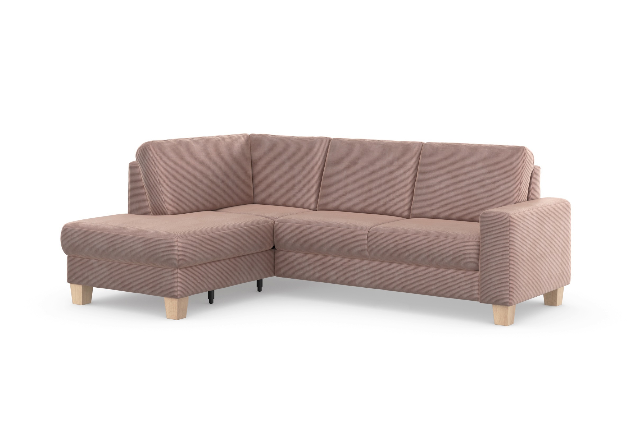 Ecksofa HOME AFFAIRE "Summer L-Form", rosa (altrosa), B:236cm H:91cm T:170cm, 95% Polyester, 5% Polyamid, Sofas, Ecksofa, mit Ottomane, wahlweise mit Bettfunktion und Bettkasten, Cord-Bezug 3