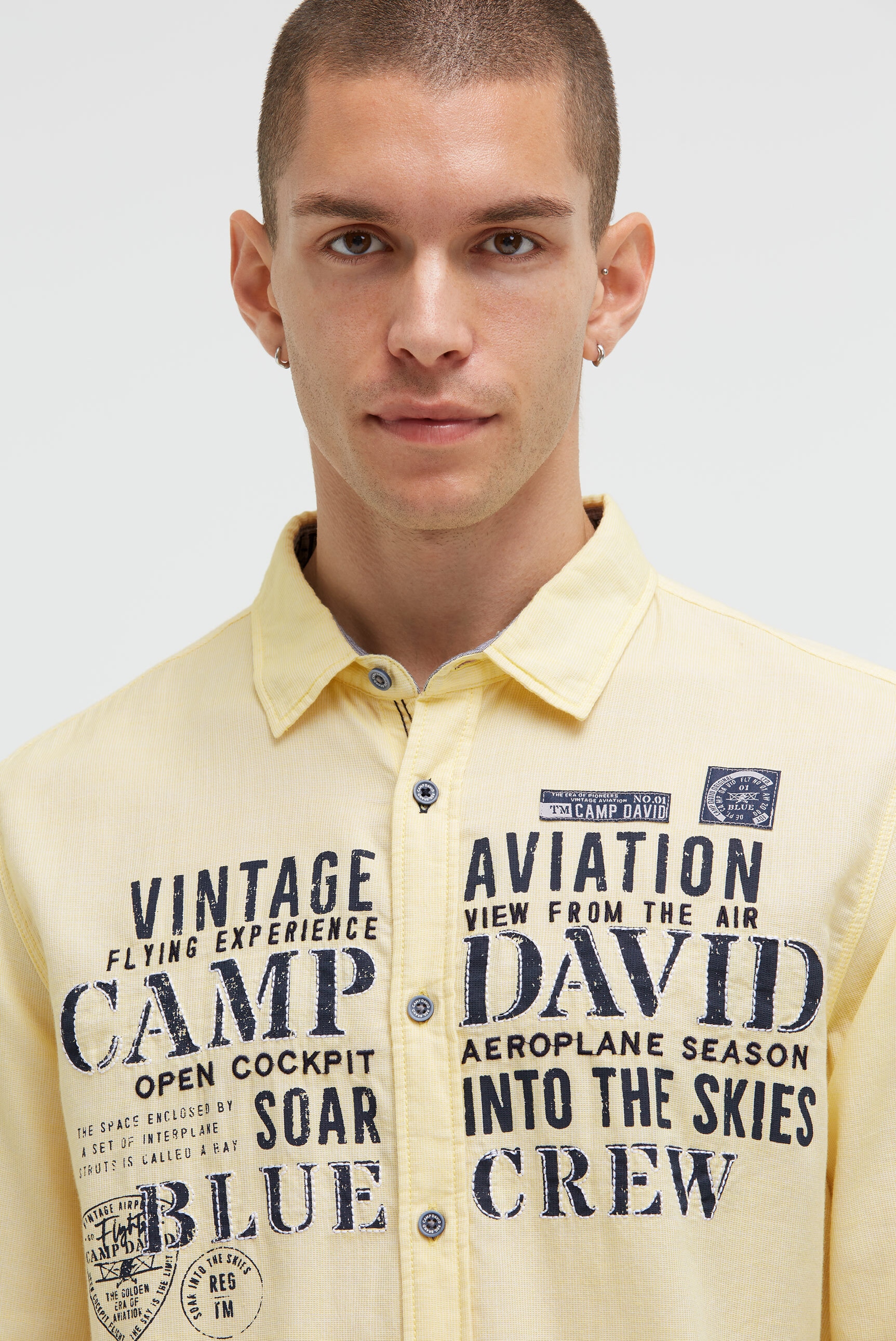 CAMP DAVID Langarmhemd, aus Baumwolle