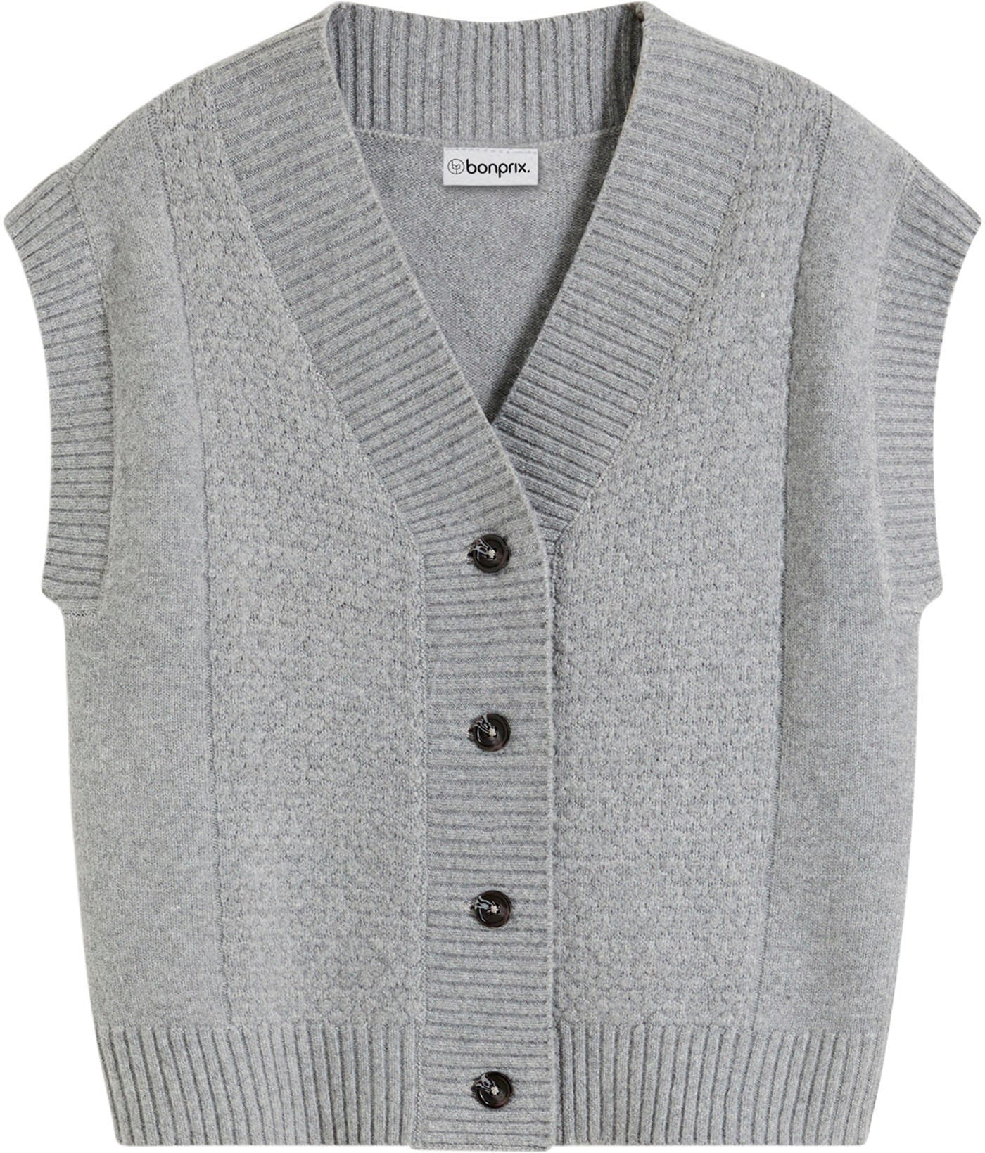 bonprix Strickweste »Strickweste mit Zopfmuster« aus Polyester und Elasthan, bequeme Passform, mit Zopfmuster