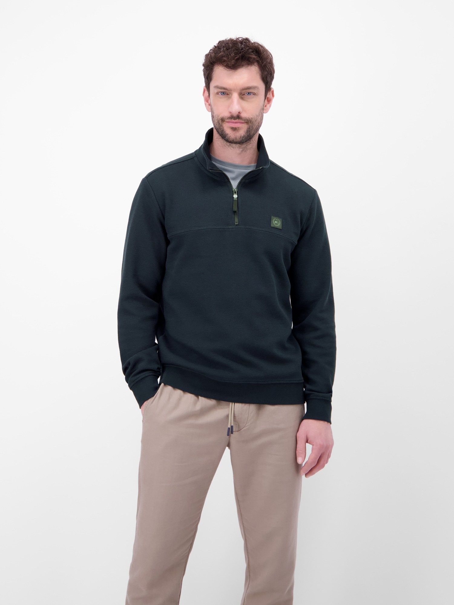 LERROS Sweatshirt »Troyer in Sweatqualität mit Waffelstruktur«
