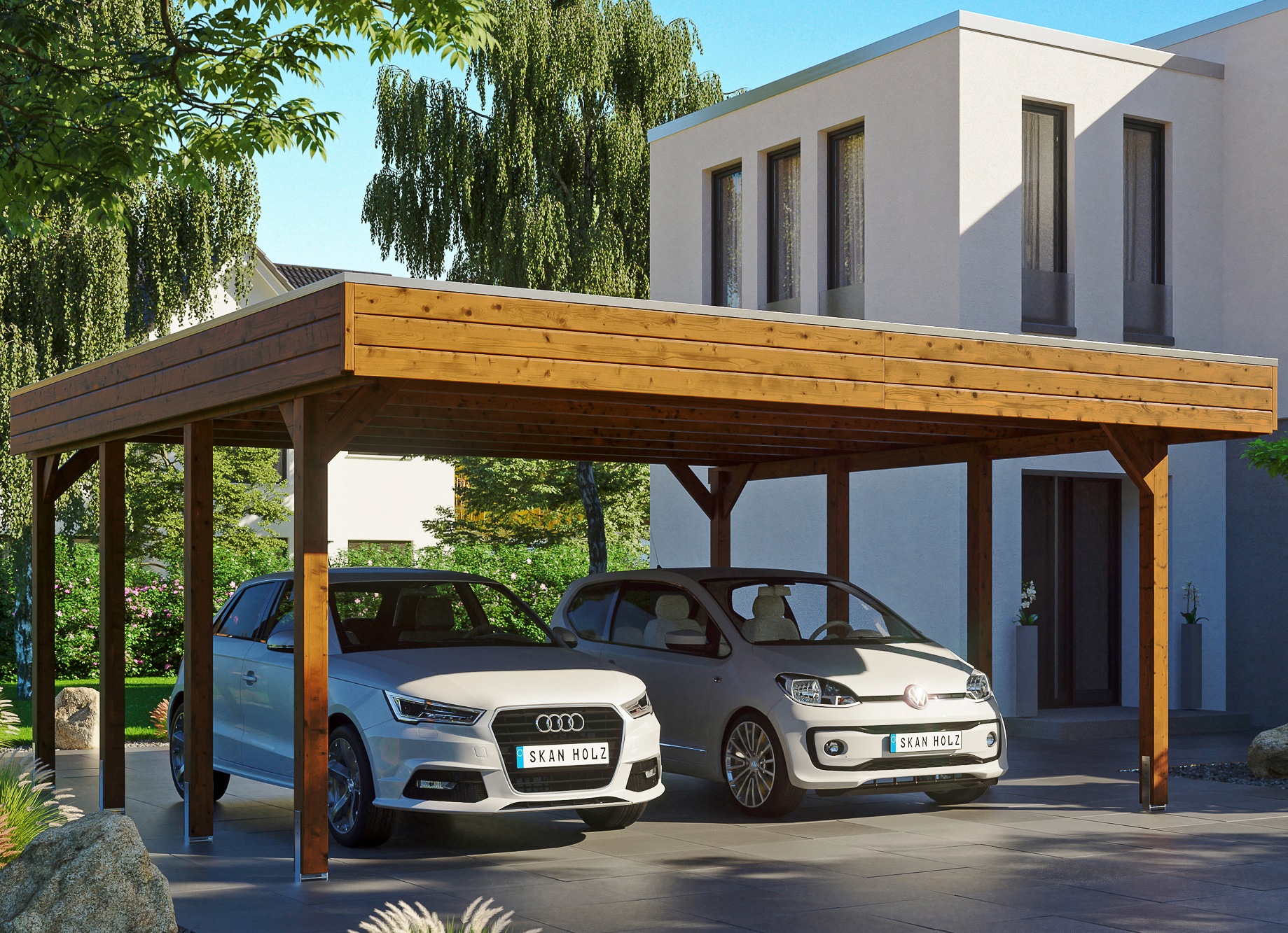 Skanholz Doppelcarport "Friesland" Massivholz 514 cm braun