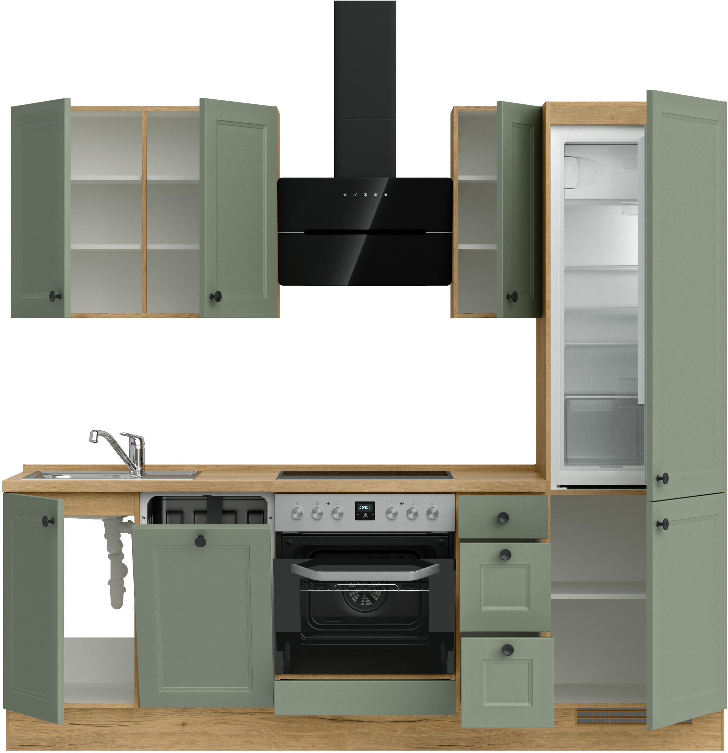 nobilia® Küchenzeile »"Cascada II"«, vormontiert, Breite 240 cm, Ausrichtung wählbar, wahlw. mit E-Geräten