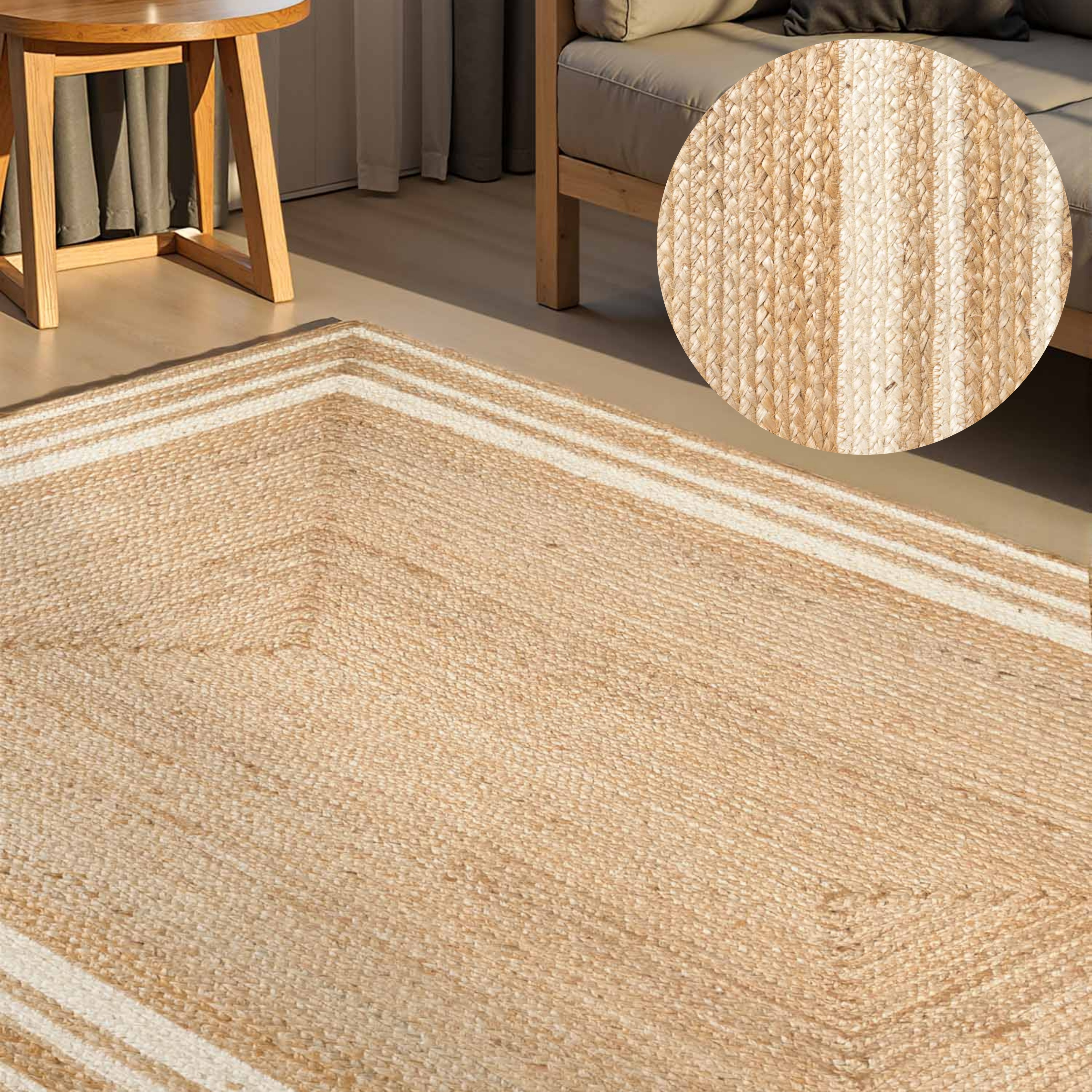 HANSE Home Teppich "Looma Juteteppich" rechteckig 7 mm Höhe Handgewebt, Jute Naturteppich, Boho, Wohnzimmer, Schlafzimmer