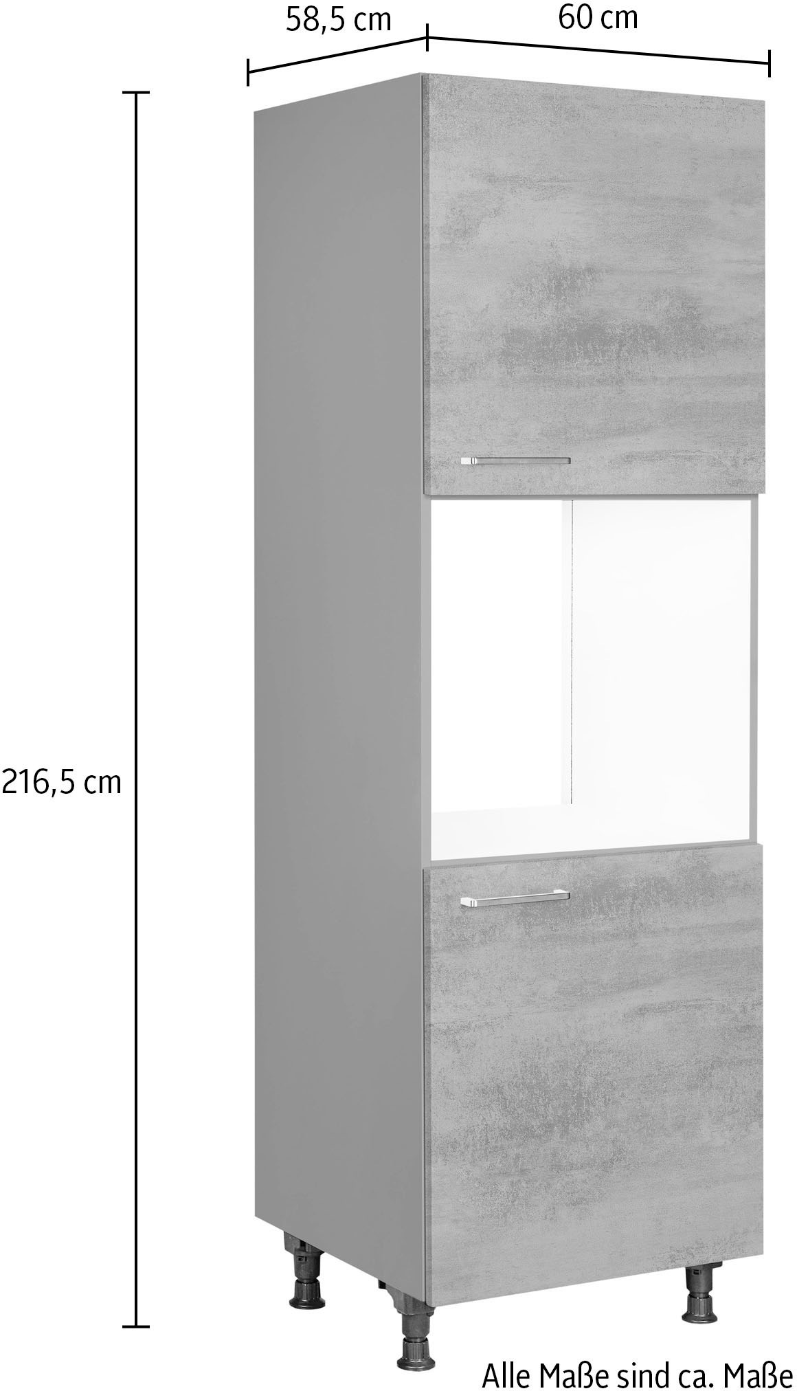nobilia® Herdumbauschrank »"Riva", Ausrichtung wählbar, mit zwei zusätzlichen Türen,«, vormontiert, Breite/Höhe: 60/167,8 cm