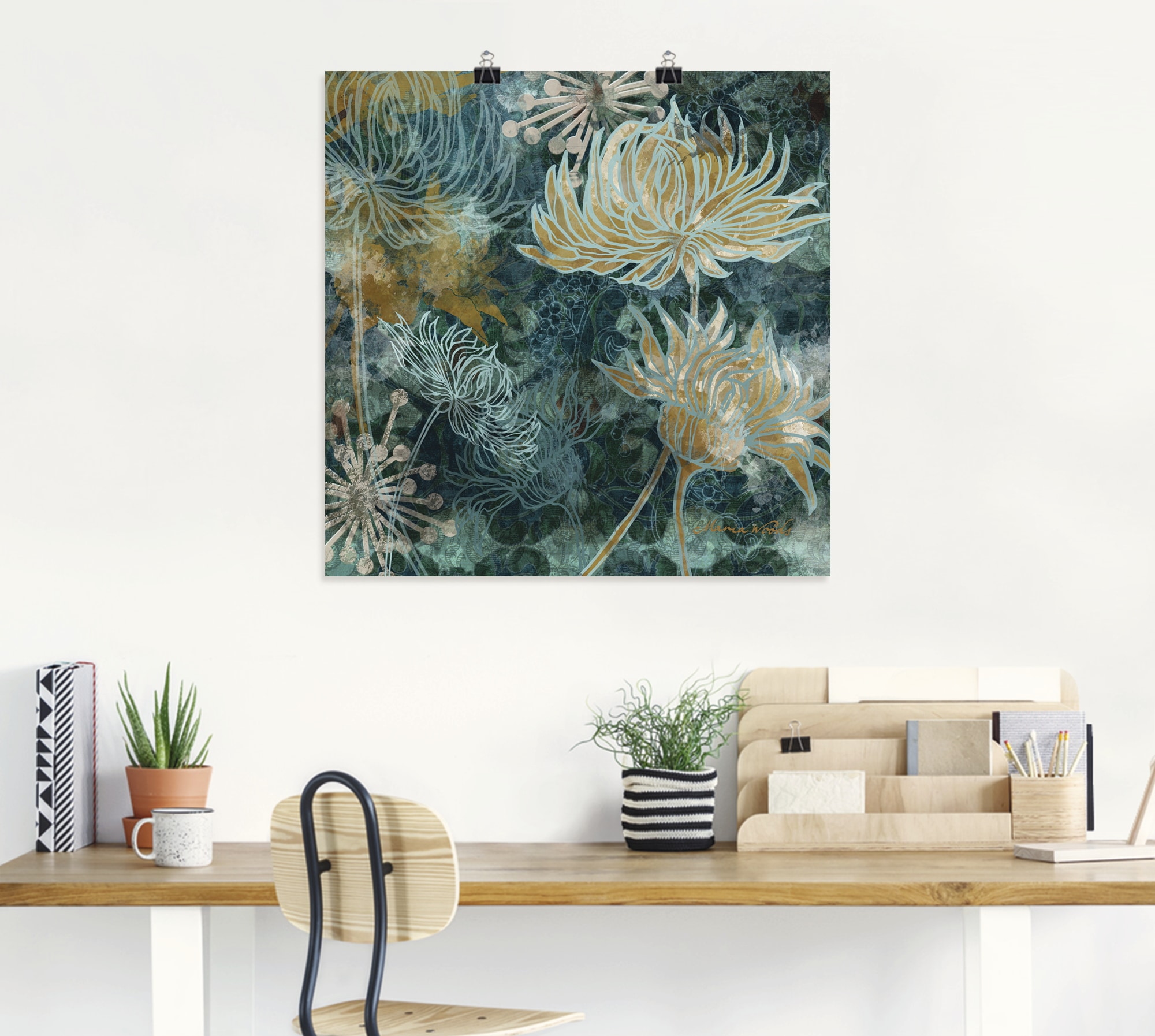 Artland Wandbild »Blaue Chrysanthemen I«, Blumen, (1 St.), als Alubild, Outdoorbild, Leinwandbild, Poster, Wandaufkleber