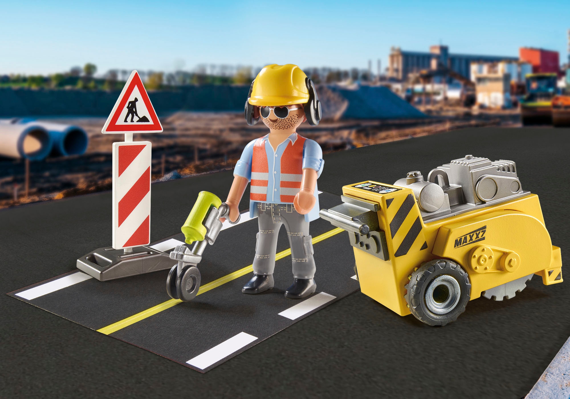 Playmobil® Konstruktions-Spielset »Bauarbeiter mit Kantenfräser (71185), City Action«, (15 St.), Made in Europe