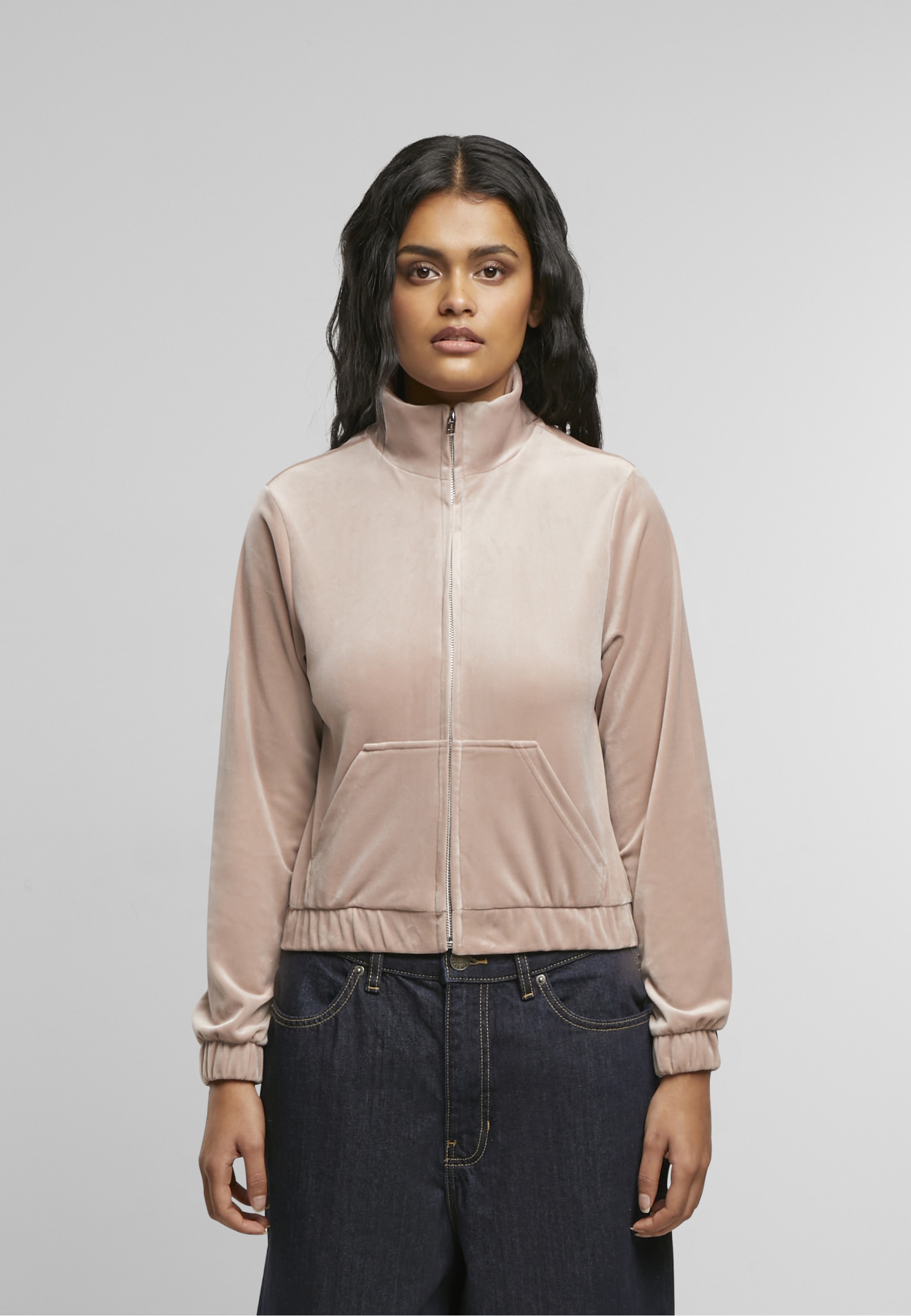 URBAN CLASSICS Langmantel »Urban Classics Ladies Short Velvet Track Jacket«