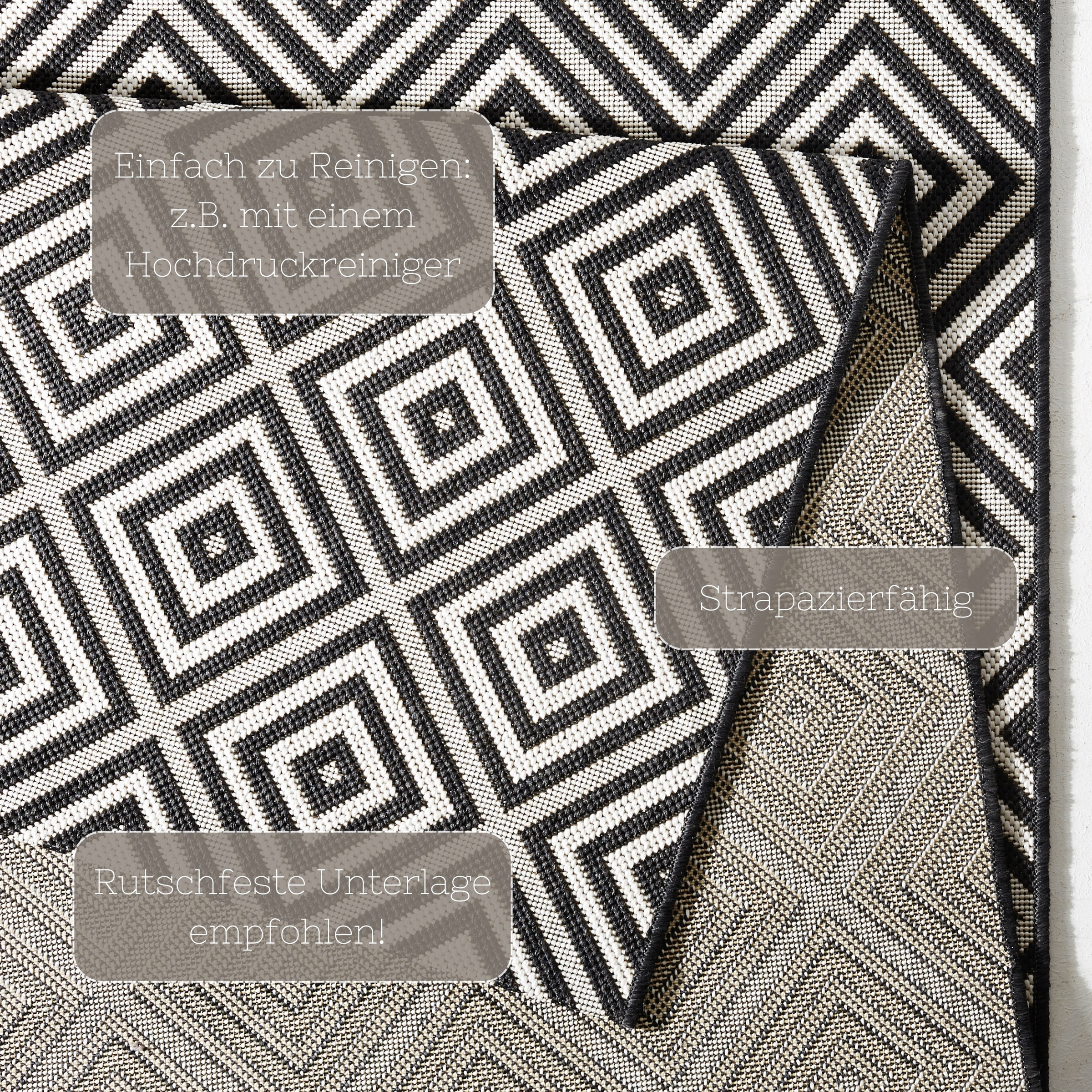 Northrugs Karo Runner Black 200x290cm 3