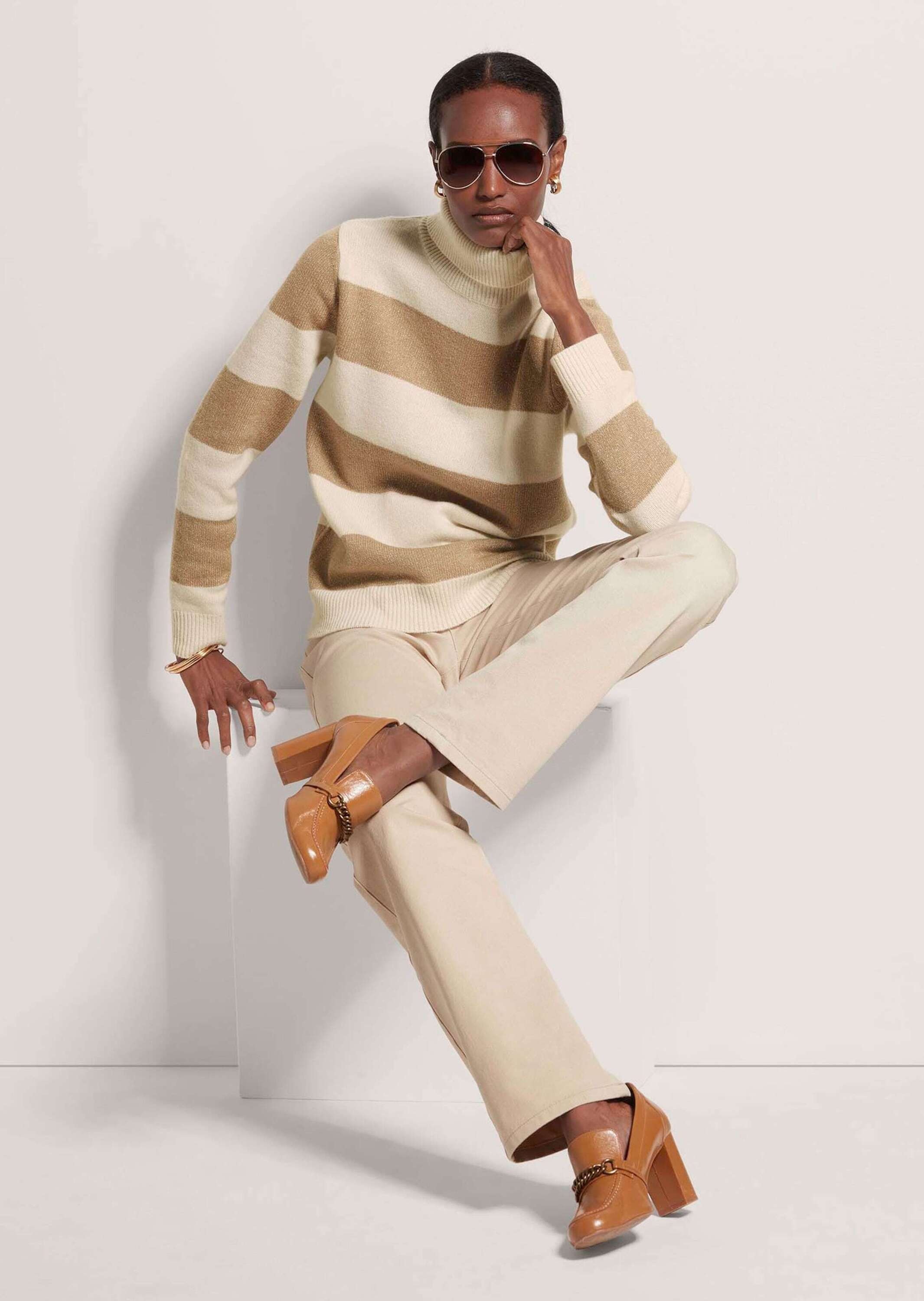 MADELEINE Longpullover »Pullover Stehkragen-Pullover mit Blockstreifen«