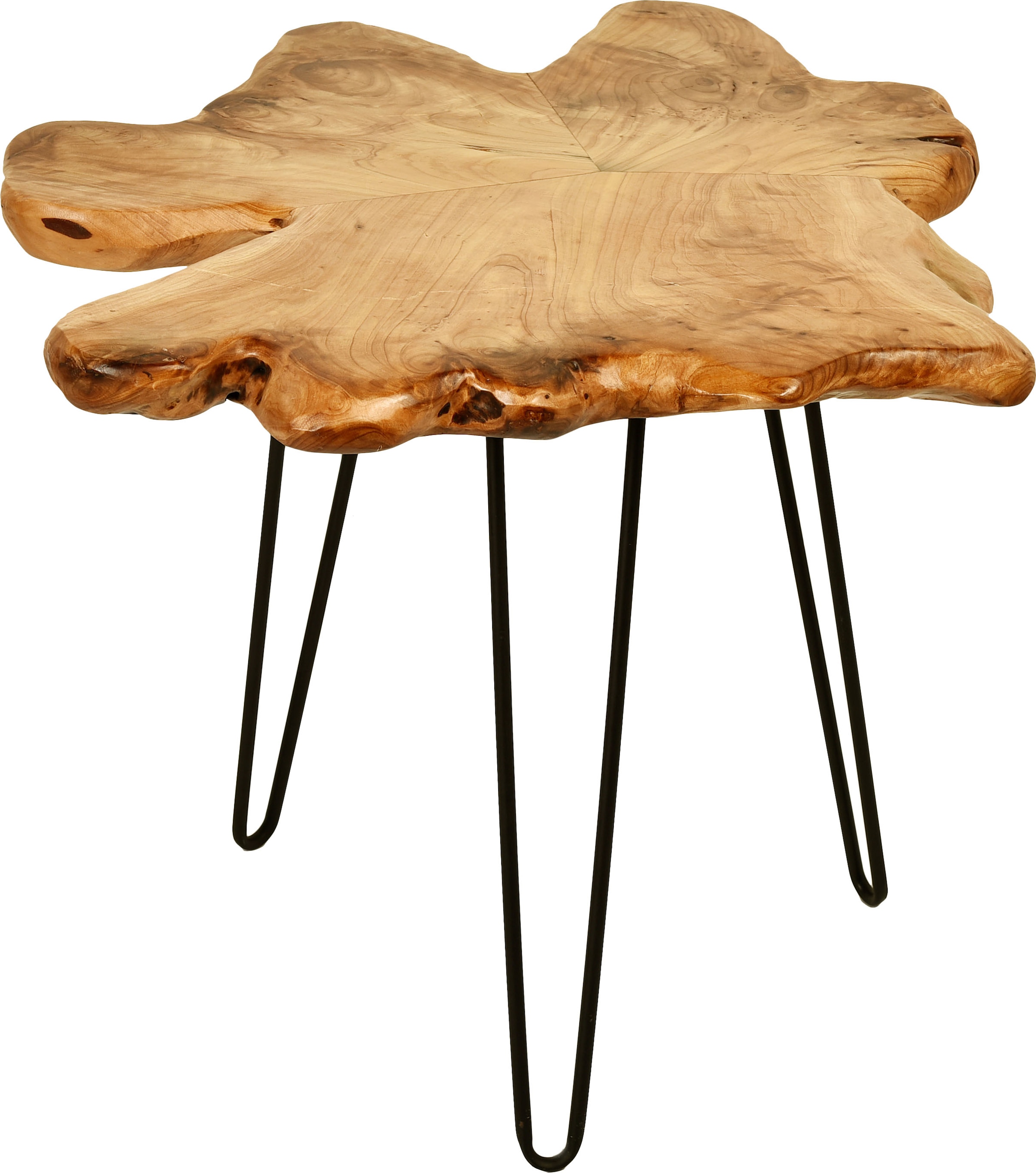 Kayoom Beistelltisch »Woody 410, Beistelltisch aus Naturmaterial, Holz-Tischplatte«, (1 St.), Naturbelassener Beistelltisch, jedes Stück ein Unikat