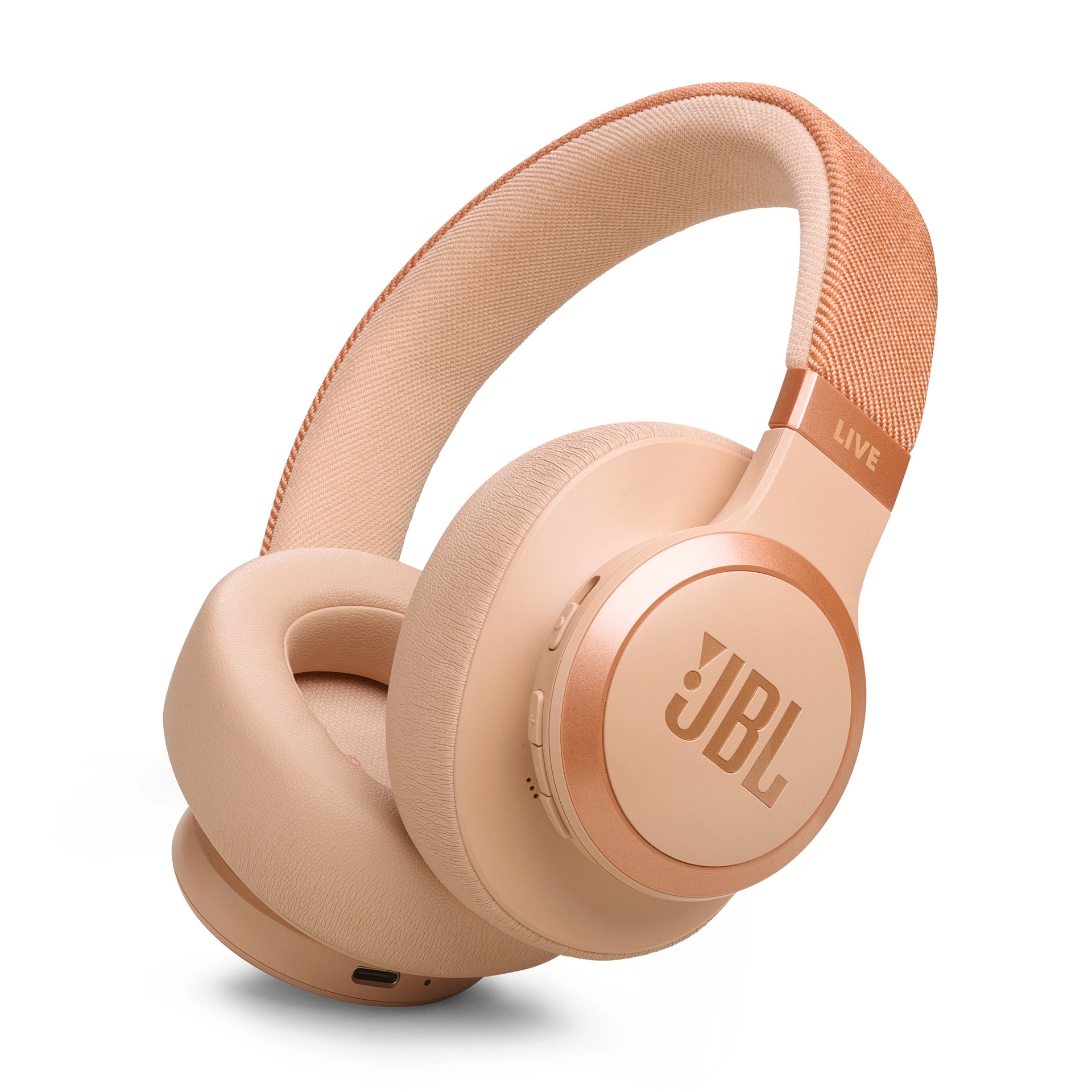 JBL Over-Ear-Kopfhörer "LIVE 770NC mit JBL Signature Sound und Surround Sound", B:7,6cm H:9,3cm T:2,7cm, beige, Kopfhörer, Kabelloser