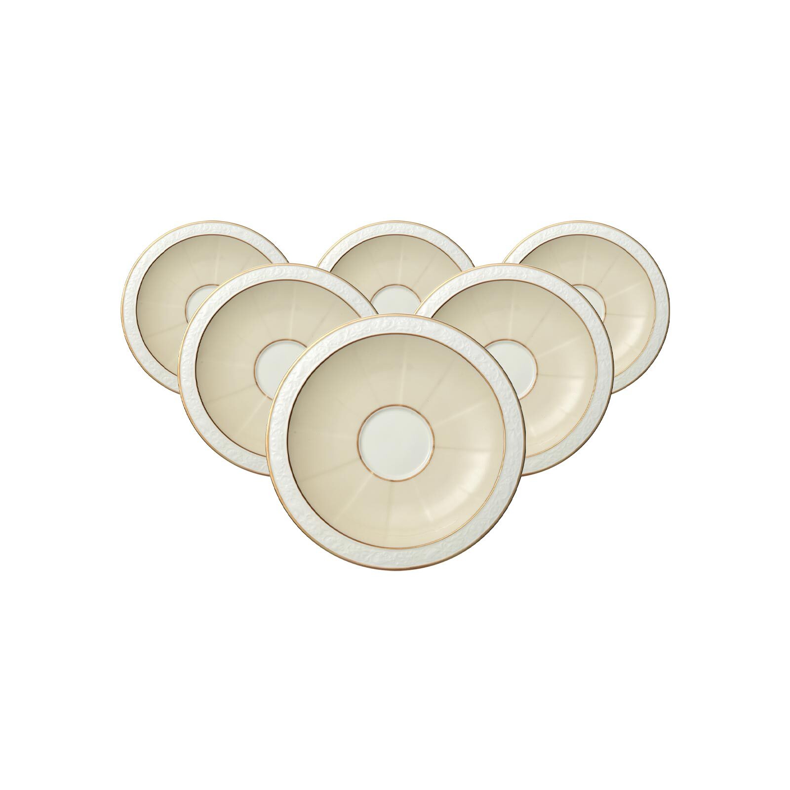 Villeroy & Boch Untertasse "Kaffee-/Teeuntertassen Ivoire ø 16 cm 6er Set weiß-gold"