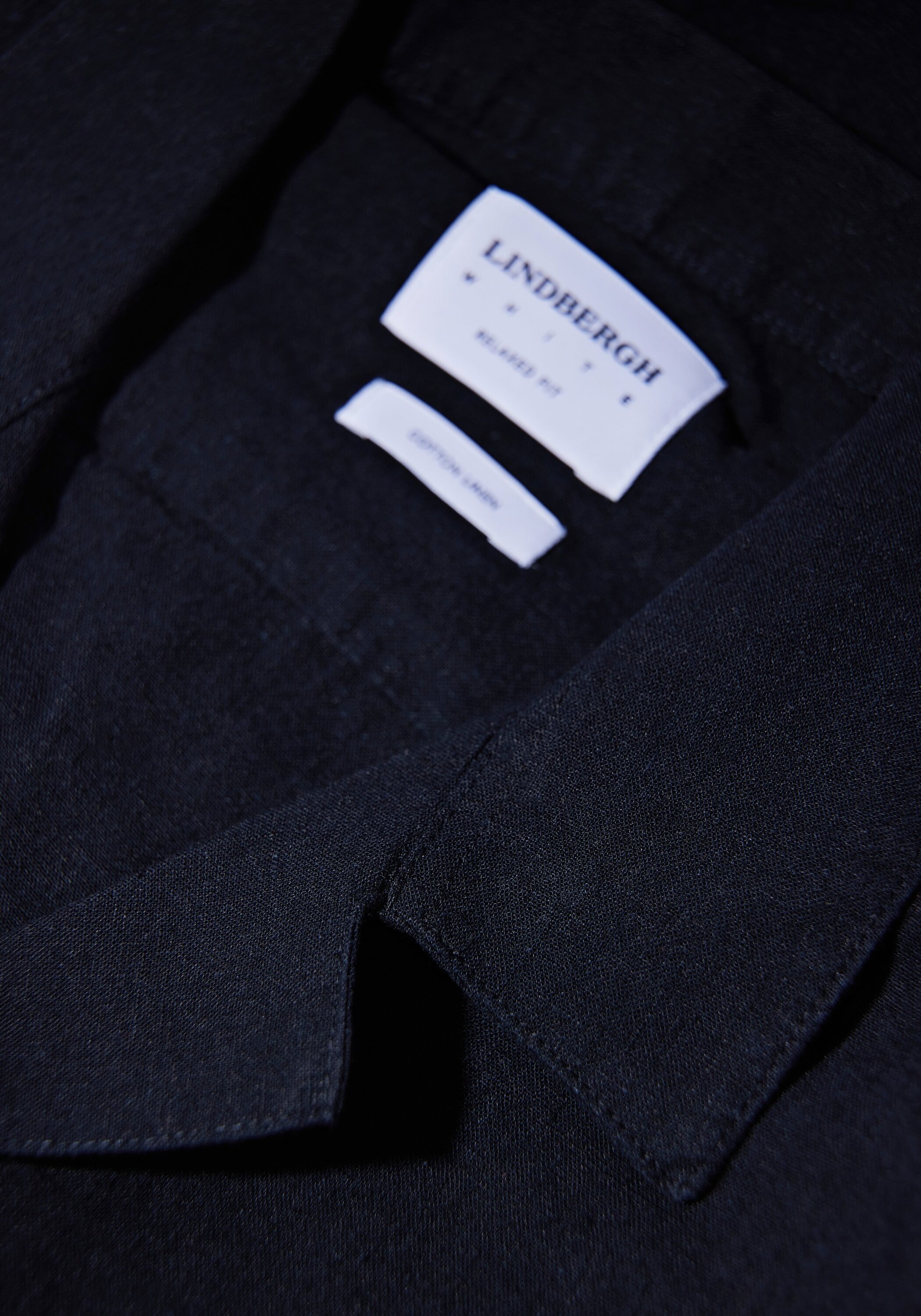 Leinenhemd LINDBERGH "Leinenhemd Relaxed Fit", Herren, Gr. M, Normalgrößen, schwarz, Obermaterial: 55% Leinen, 45% Baumwolle, Hemden 3