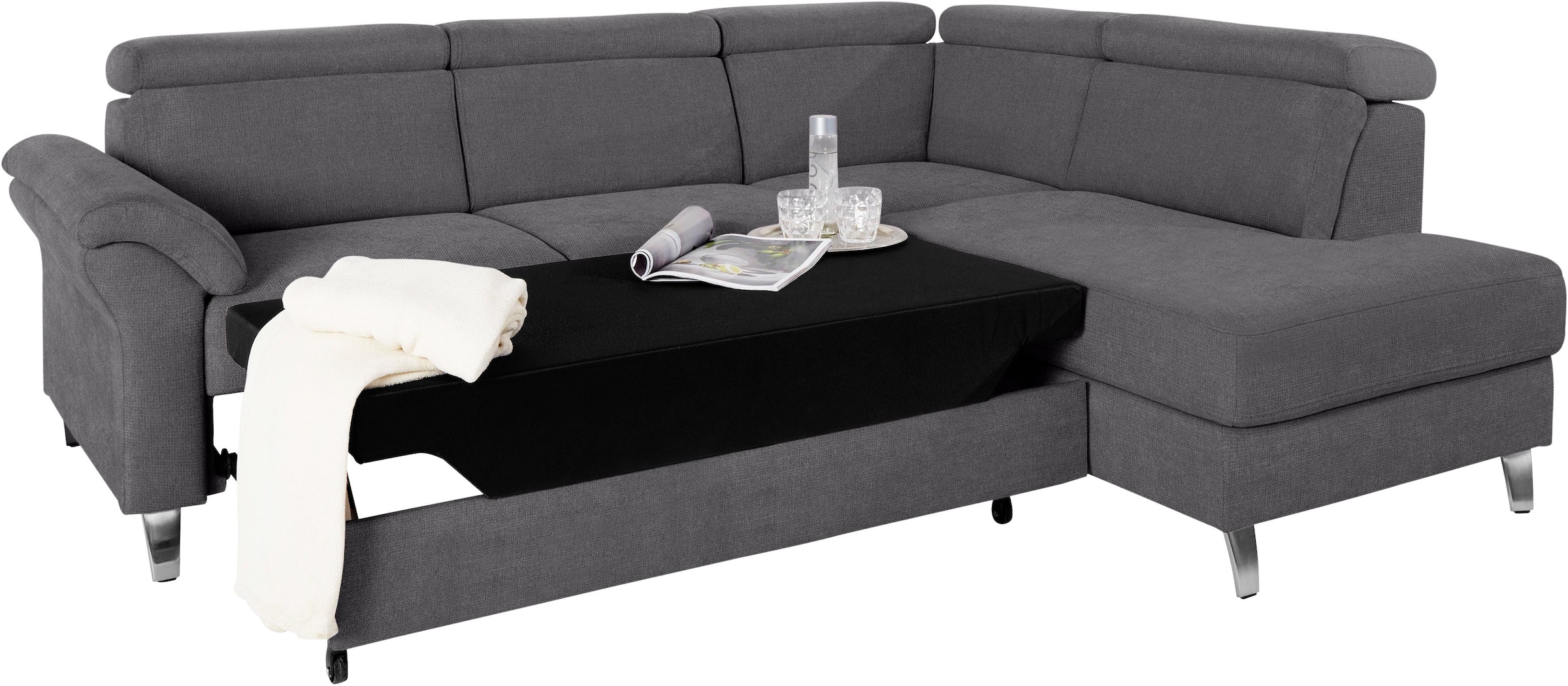 sit&more Ecksofa, inklusive Kopfteilverstellung, wahlweise mit Bettfunktion und Bettkasten