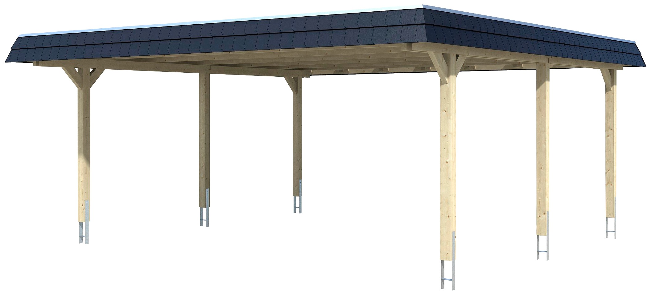 Skanholz Doppelcarport »Wendland« Massivholz 550 cm hellbraun