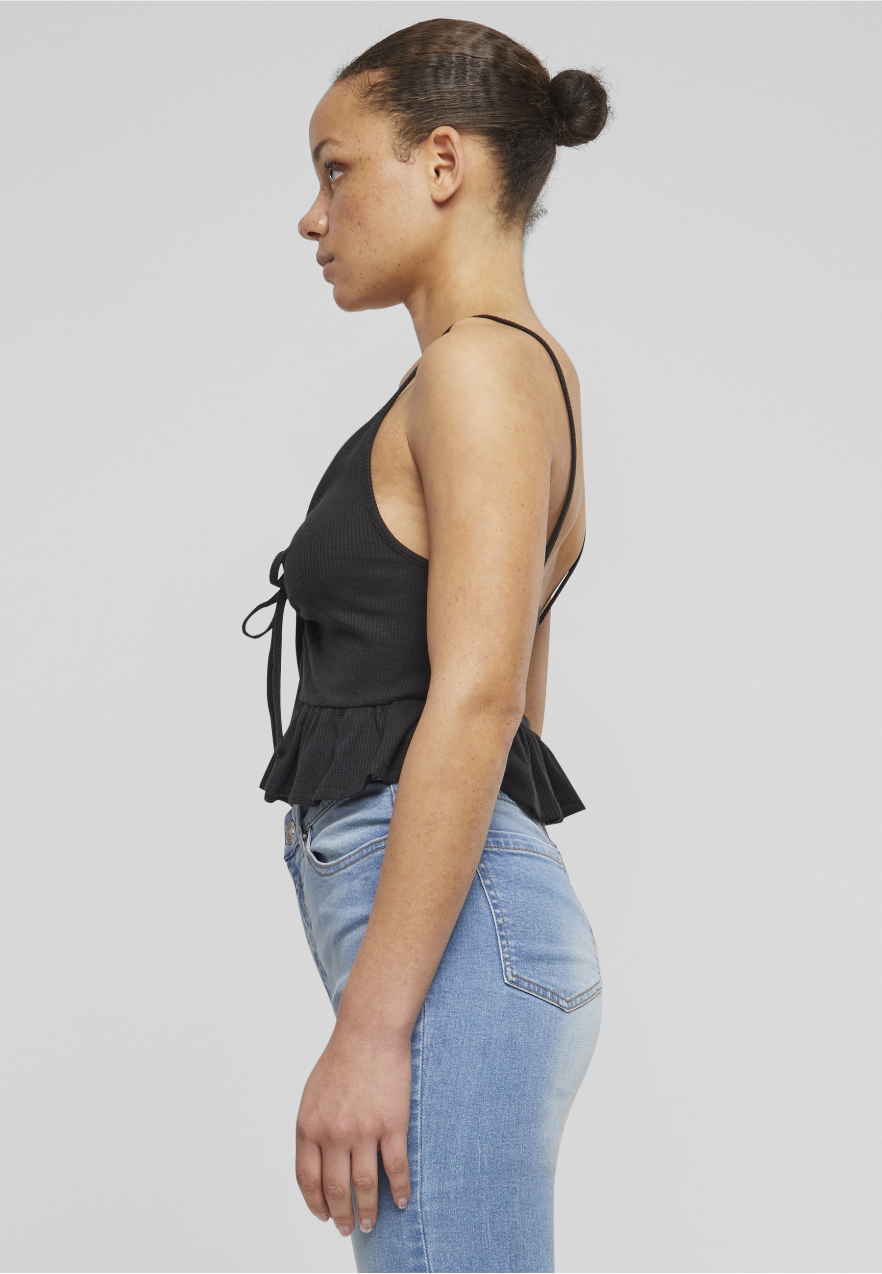 URBAN CLASSICS T-Shirt-BH »Urban Classics Damen Ladies Waffle Pique Ruffle Top«