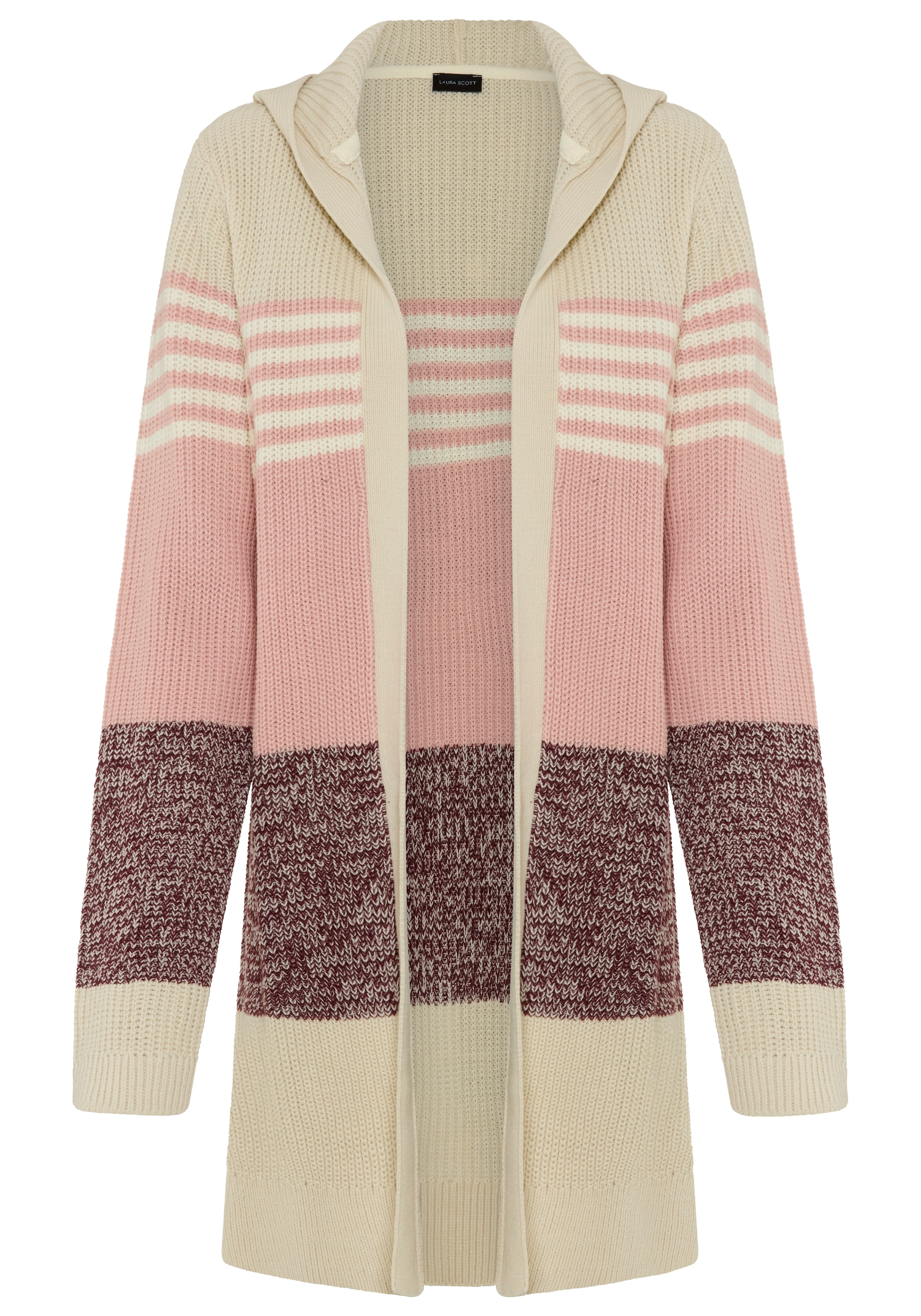 Laura Scott Kapuzenstrickjacke »extralang geschnitten, aus elastischem Strickmaterial« mit Streifendesign