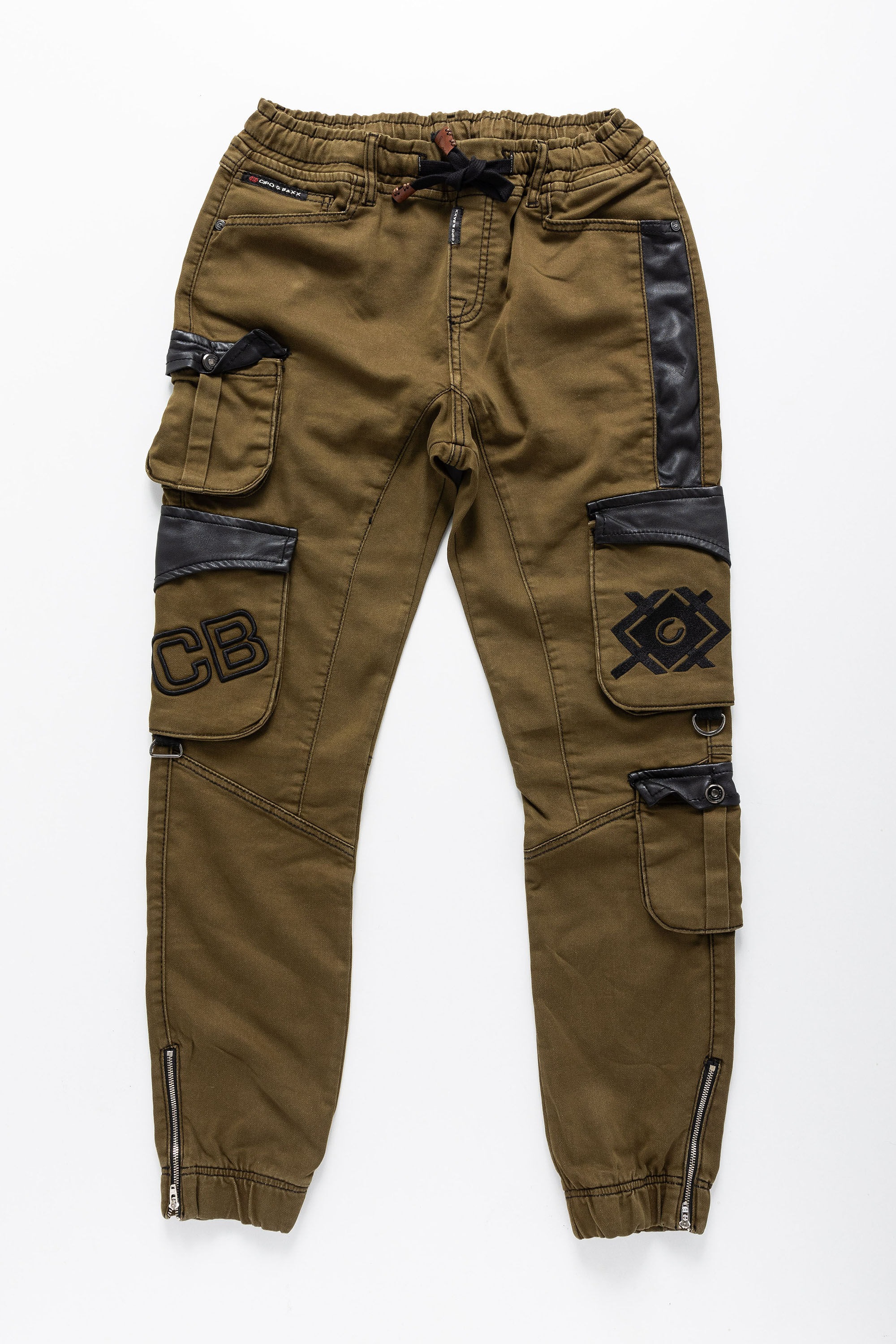 Cargojeans CIPO & BAXX "Hose", Herren, Gr. 33, Länge 32, grün (khaki), 98% Baumwolle, 2% Elasthan, unifarben, regular fit lang, Jeans, Lässige Details und Applikationen 3