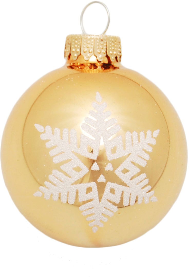 Krebs Glas Lauscha Weihnachtsbaumkugel »Schneeflocke goldfarben«, (Set, 16 St.), Weihnachtsdeko, Christbaumschmuck, Christbaumkugeln aus Glas