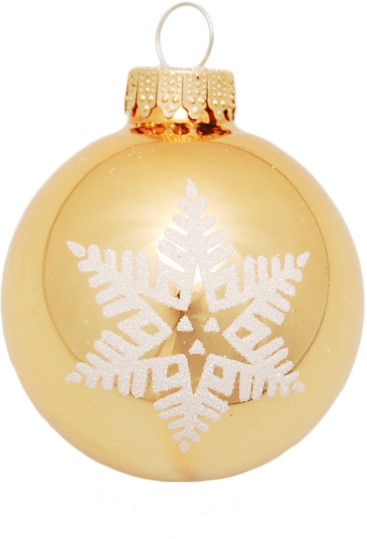 Thumbnail - Krebs Glas Lauscha Weihnachtsbaumkugel "Schneeflocke goldfarben" Weihnachtsdeko, Christbaumschmuck, Christbaumkugeln aus...