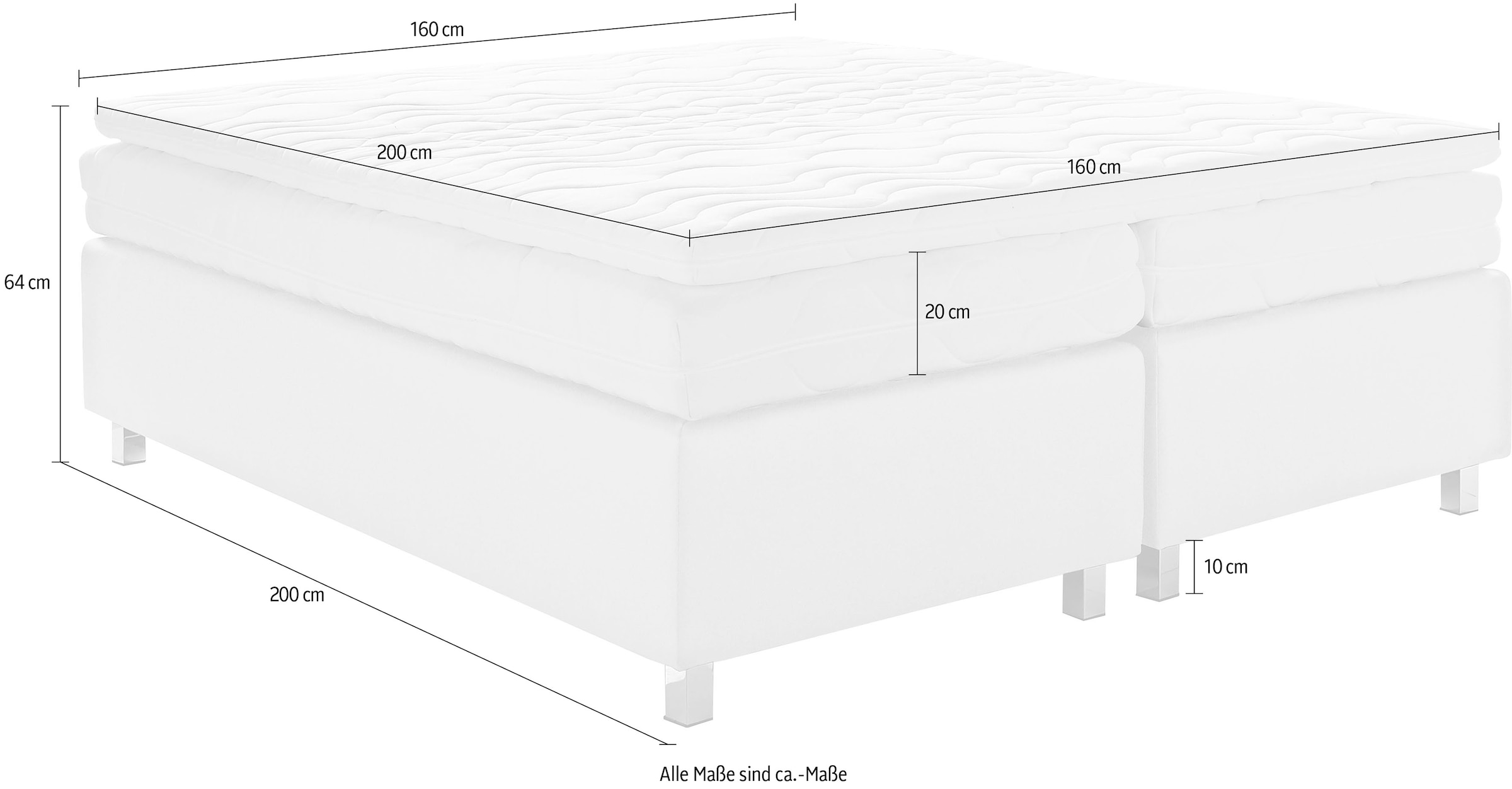 Westfalia Schlafkomfort Boxspringbett »London in den Breiten 160x200, 180x200cm & 200x200cm«
