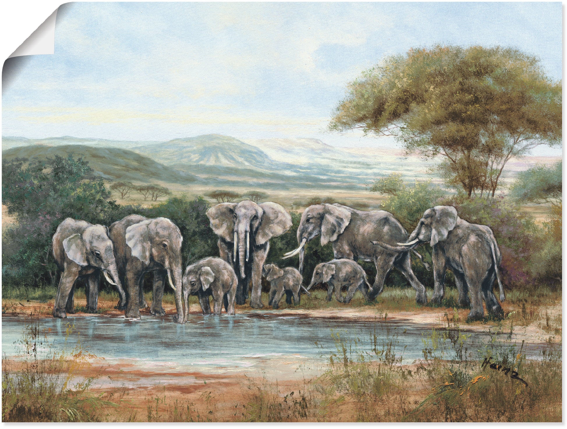 Artland Wandbild "Elefantenfamilie", Elefanten Bilder, (1 St.), als Alubild günstig online kaufen