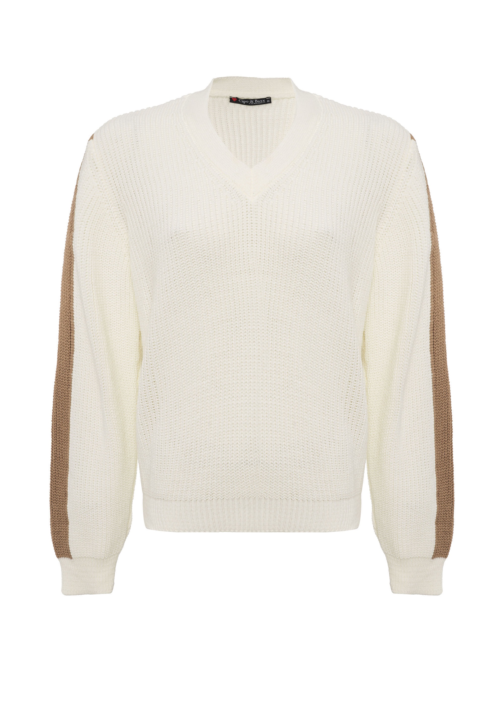 Cipo & Baxx Strickpullover "WP260" 1 Stk. mit Streifendetails an den Ärmeln günstig online kaufen