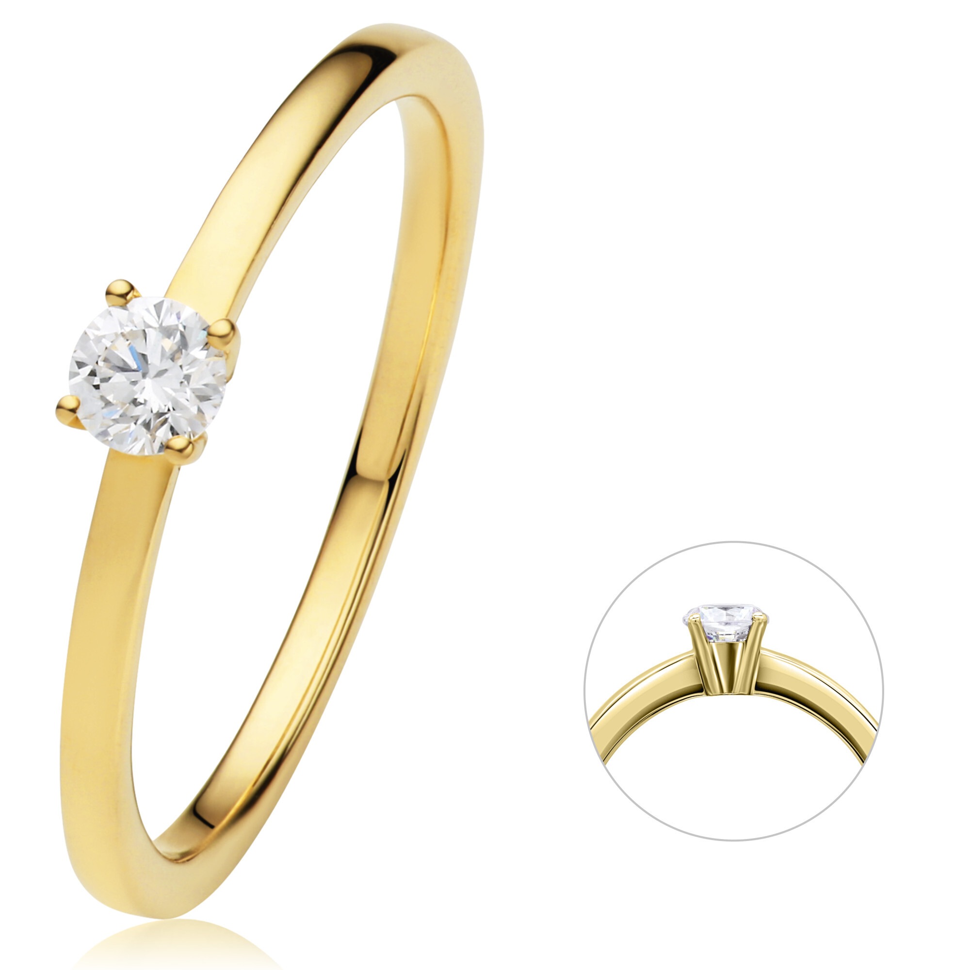 Diamantring ONE ELEMENT "0.15 ct Diamant Brillant Ring aus 585 Gelbgold" Gr. 53, gold, Fingerringe, Damen, 53, 0,15, Diamanten Gelbgold 585 Gold, Diamanten, Gelbgold 585, Gold, Diamantring, Hochwertige Verarbeitung – sanfter Diamantglanz mit harmonischer 