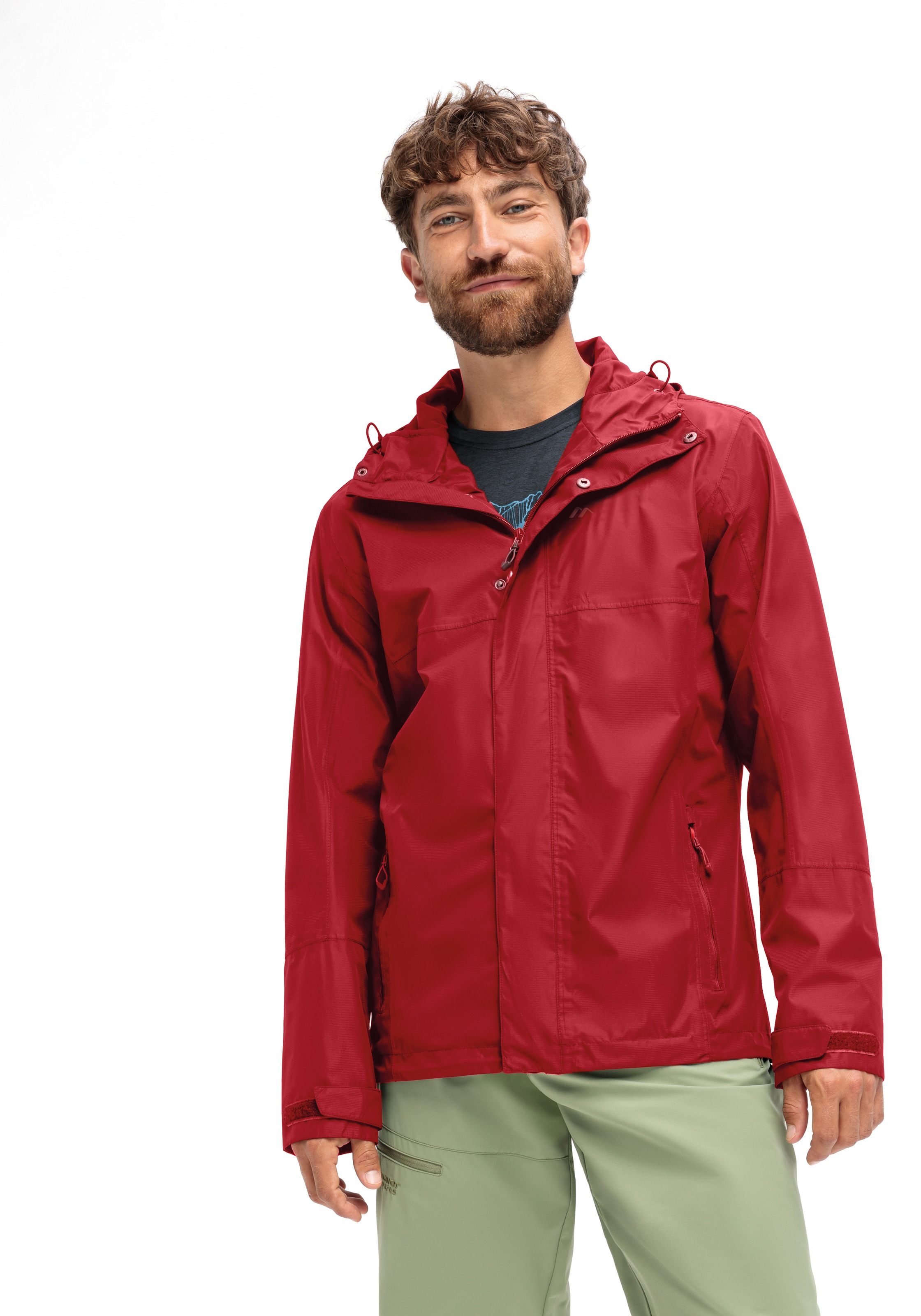 Regenjacke MAIER SPORTS "Abbenstein M", Herren, Gr. 46, rot, 100% Polyester, Jacken Regenjacke, Herren Jacke wasserdicht, moderner Windbreaker, Outdoorjacke, Reg. Fit 3