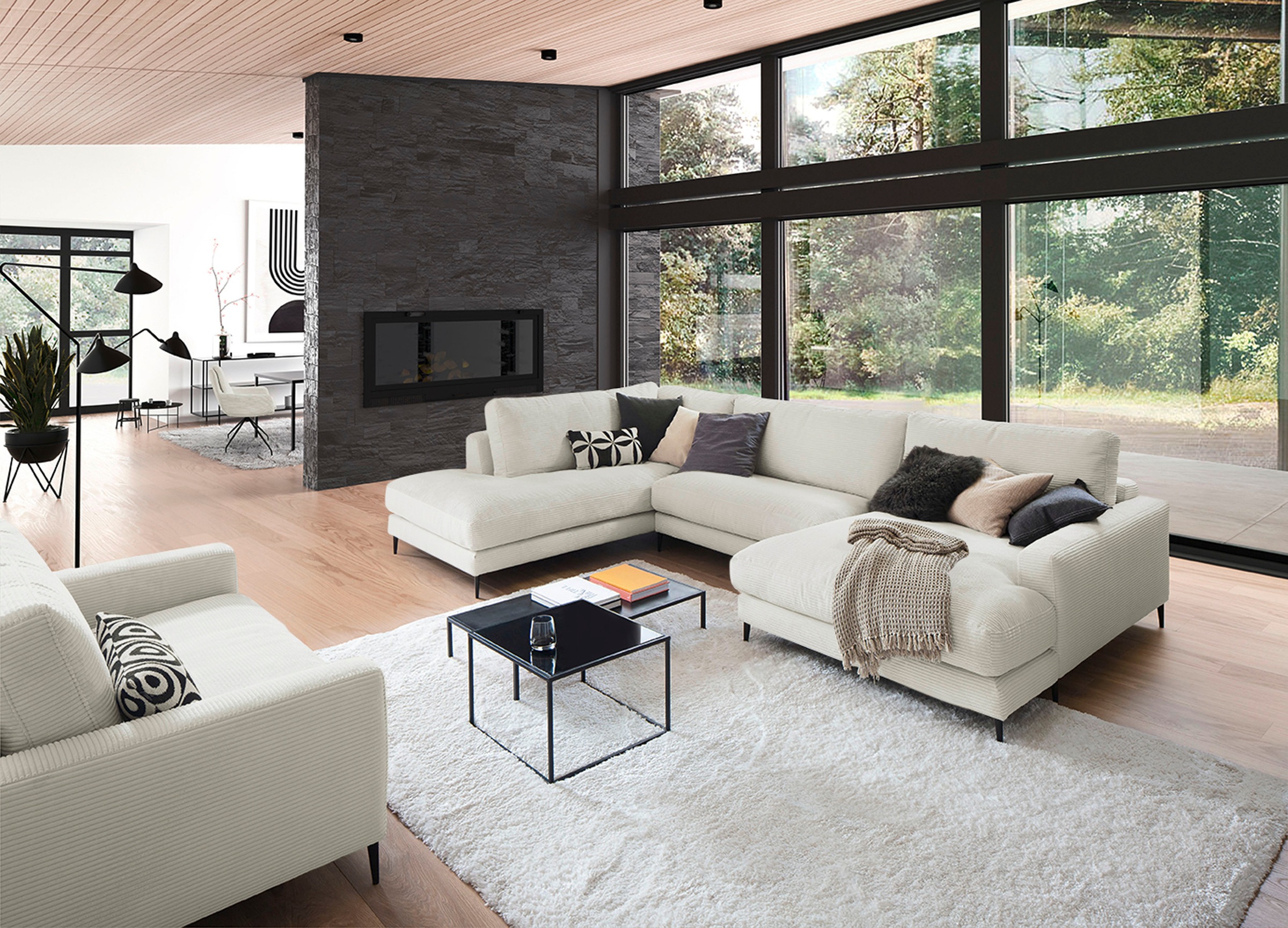 Home affaire Wohnlandschaft "Downtown XXL B/T/H: 341/223/84 cm Loungemöbel günstig online kaufen