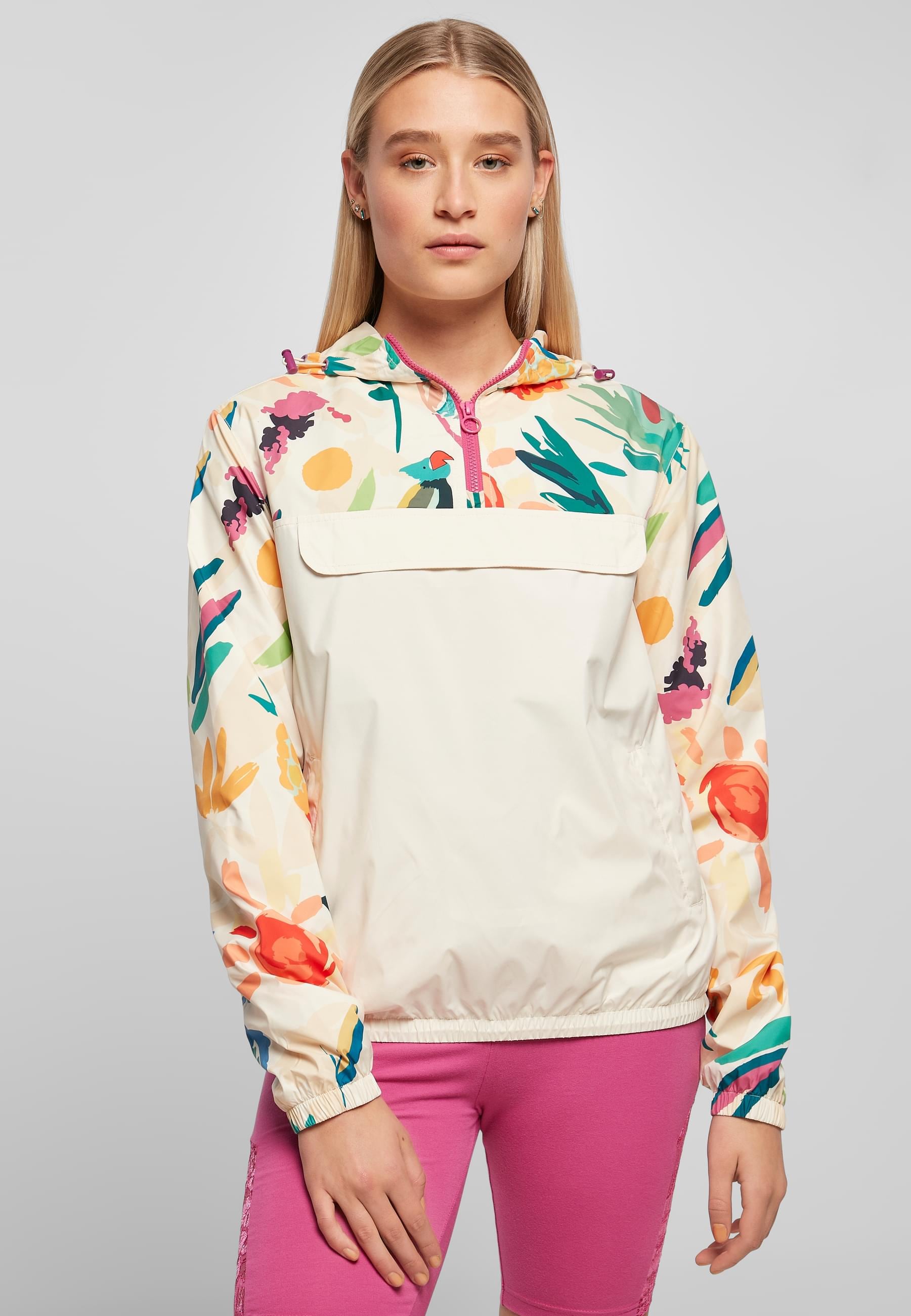 URBAN CLASSICS Allwetterjacke »Urban Classics Damen Ladies Mixed Pull Over Jacket«, (1 St.), mit Kapuze