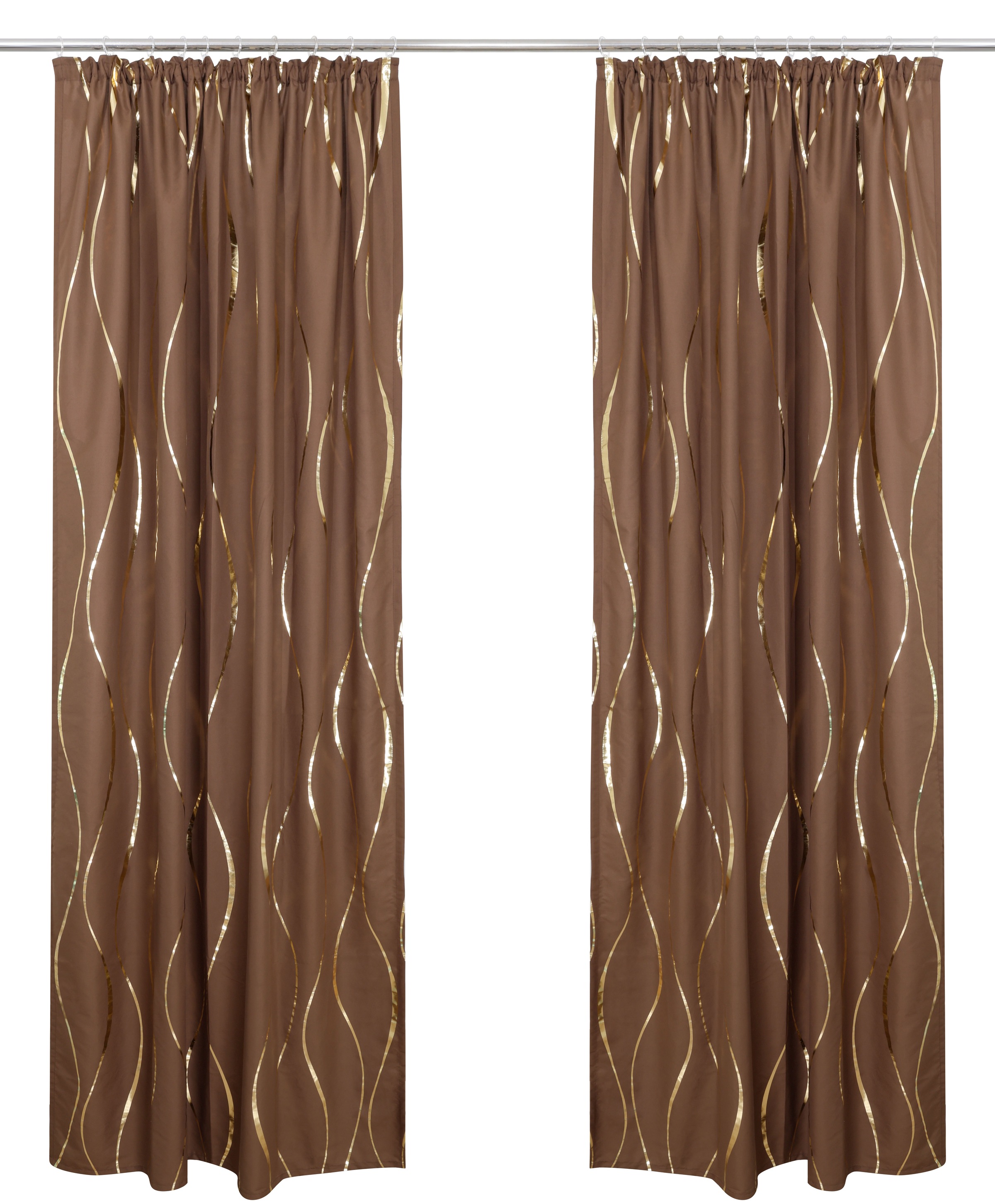 OTTO home Gardine »Quinnton« Kräuselband 2 Stk. tlg. Metallic‑Akzenten, Kräuselband, schöner Stoff, mittelleicht