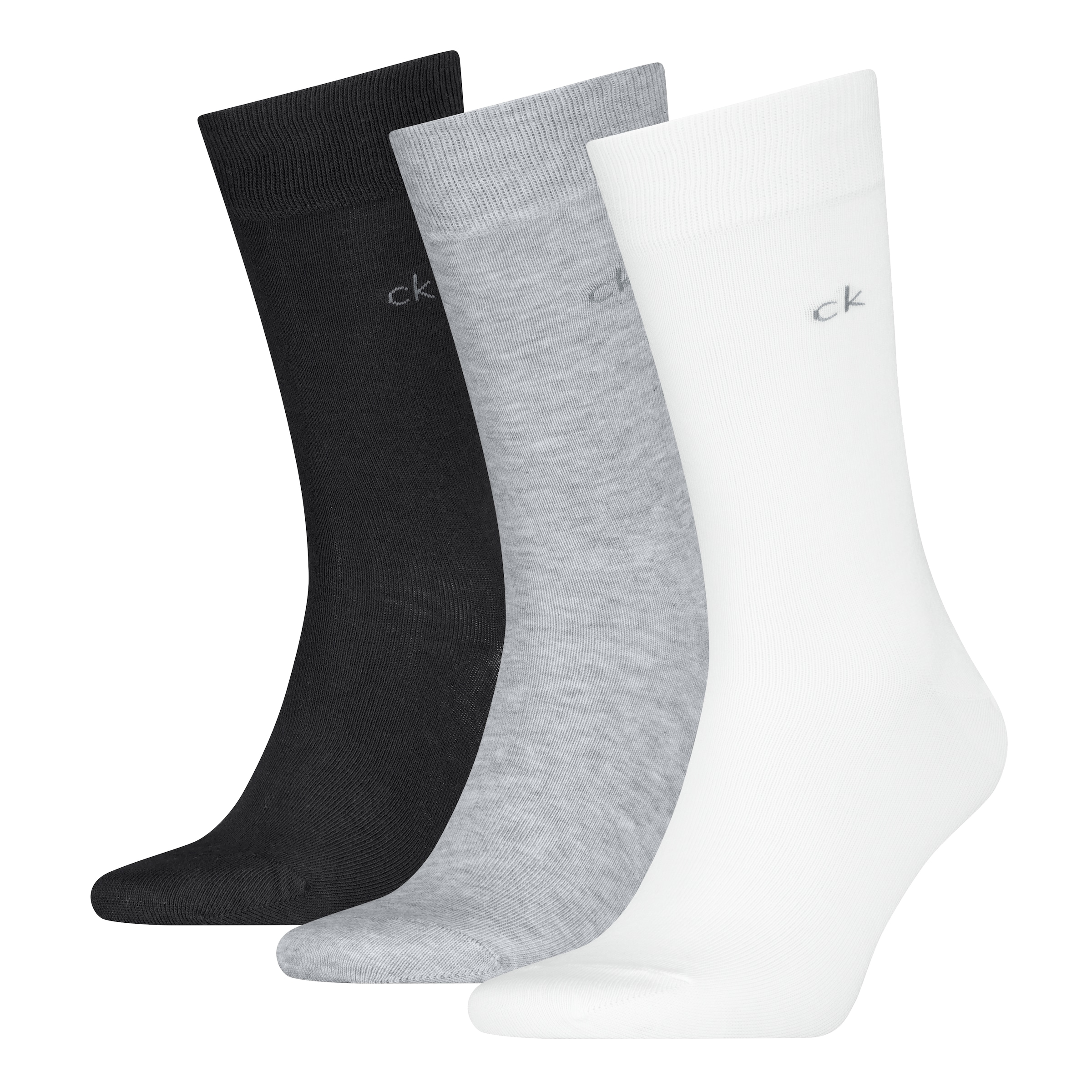 Socken CALVIN KLEIN "CK MEN SOCK", Damen, Gr. 43-46, weiß, light grau melange, schwarz, Baumwollmischung, normal, Socken Socken, uni, Cotton-Mix, breiter Bund 2