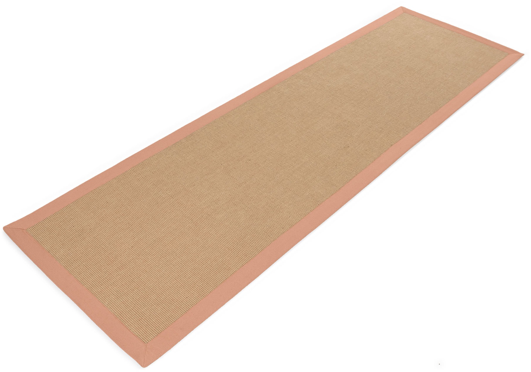 Sisalteppich CARPETFINE "Sisal , auch als Läufer erhältlich", orange (pfirsich), B:70cm H:5mm L:200cm, Sisal, Teppiche, Sisalteppich, mit farbiger Bordüre, Anti Rutsch Rückseite, viele Größen, Wohnzimmer 2