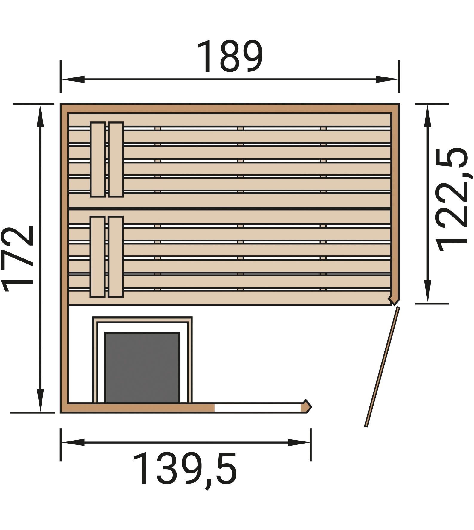 weka Sauna »Massivholzsauna VALIDA Eck 1.8«, Blockbohlen, Fensterelement, moderne Ganzglastür