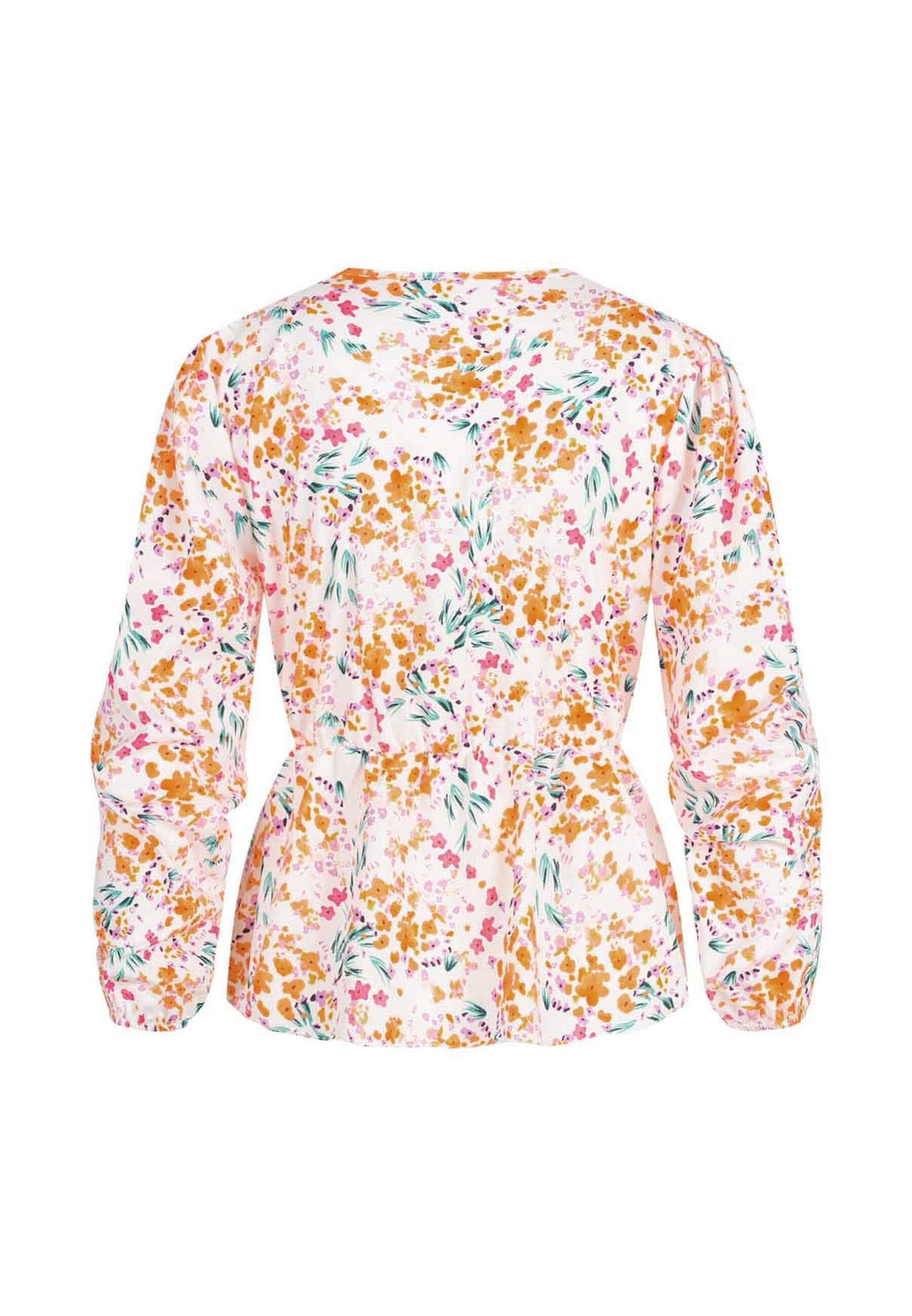 CLOUD 5IVE Klassische Bluse »CLOUD 5IVE V-Neck Schößchenbluse m. Blumen Print in Wickeloptik«