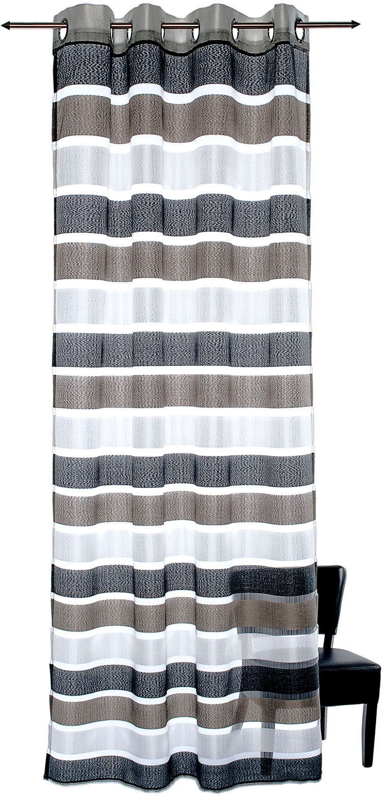 decolife Gardine "Scala" Ösen 1 Stk. tlg. Ösenschal mit farbigen Querstreif günstig online kaufen