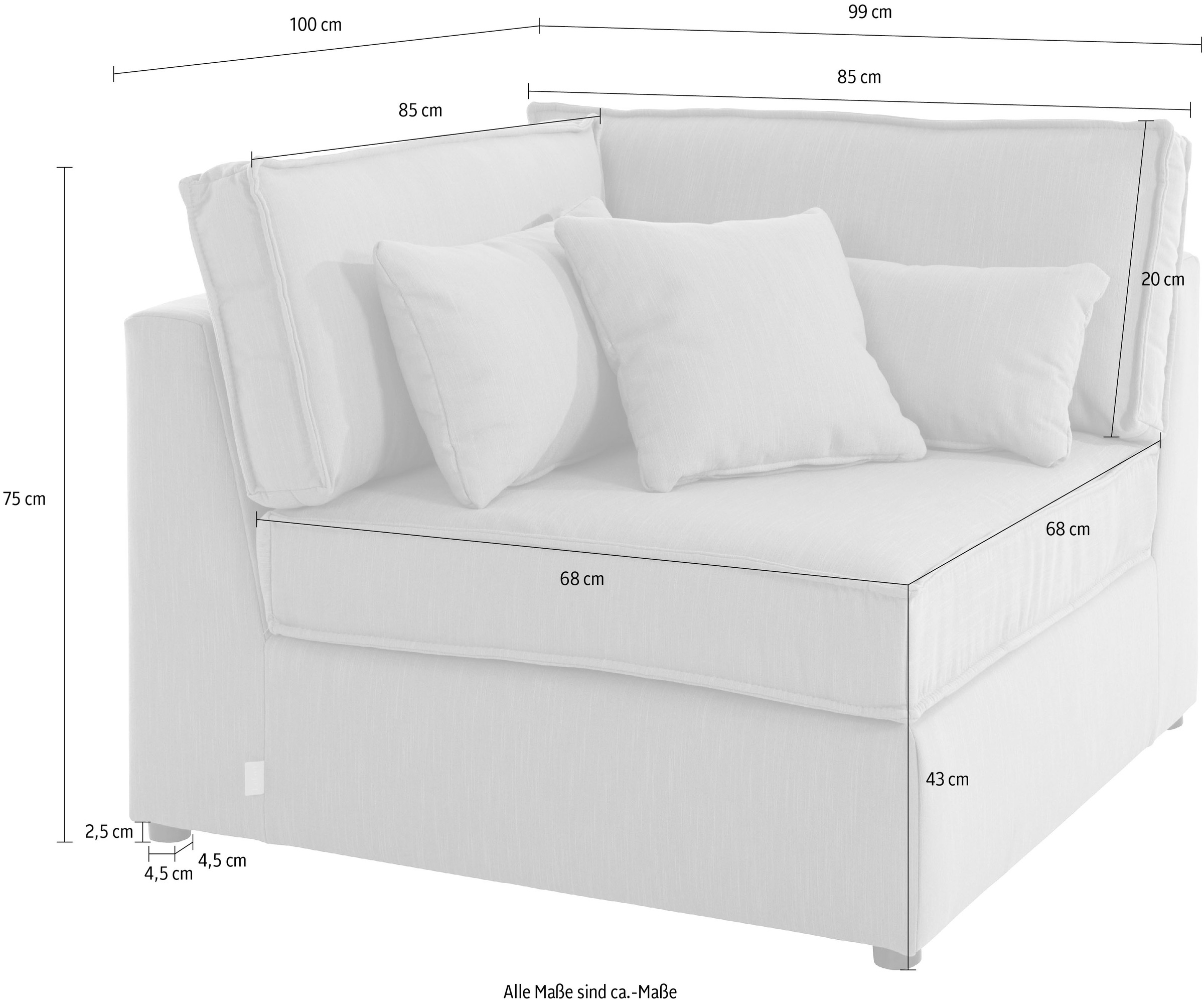 RAUM.ID Sofa-Eckelement »Florid«, Teil eines Modulsofas, fester Sitzkomfort, auch in Cord