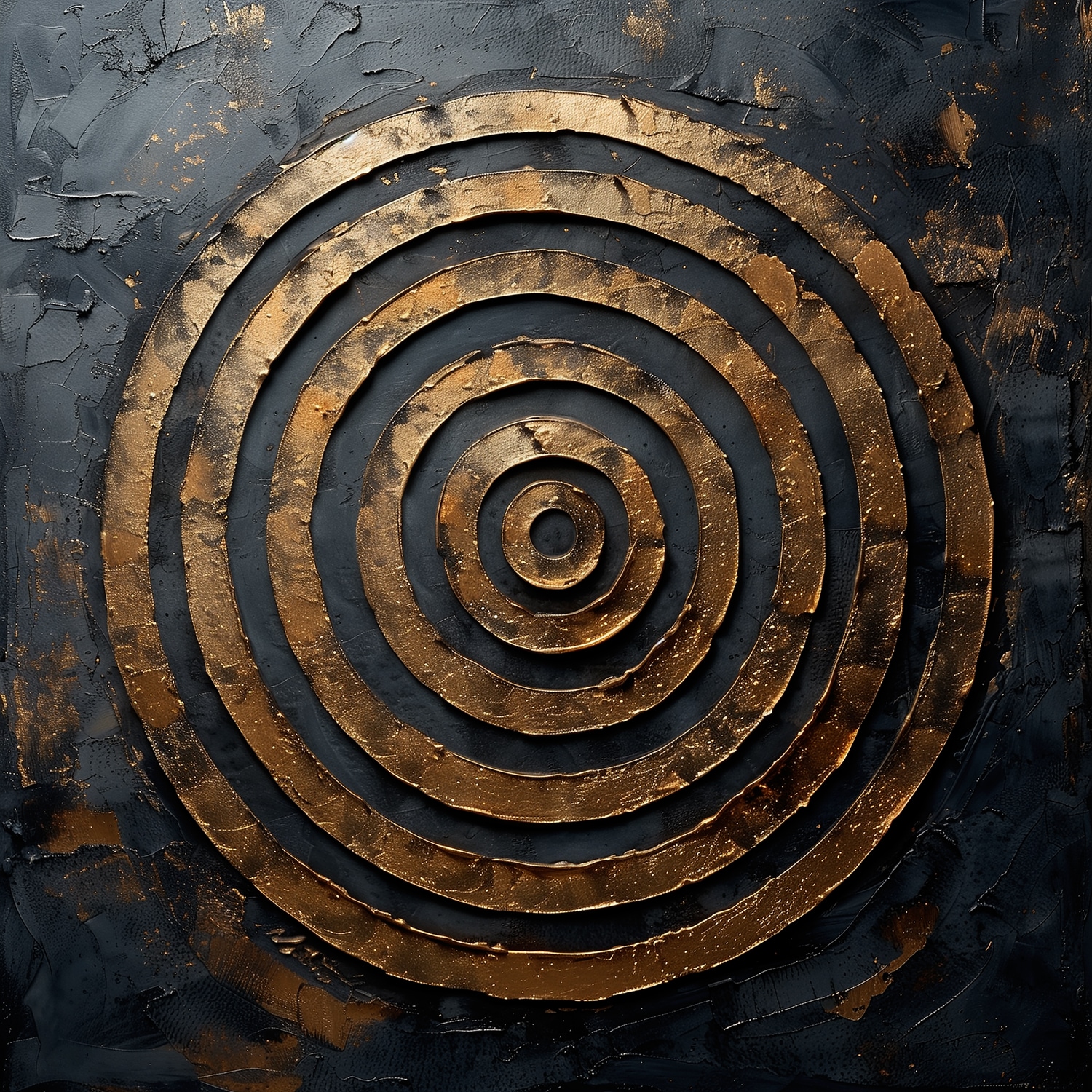 queence Kunstdruck »Goldene Kreise«, Abstrakt-Abstrakte-Formen-Gemälde-Kunst, (1 St.), Premium-Leinwandstoff, Handarbeit aus Deutschland