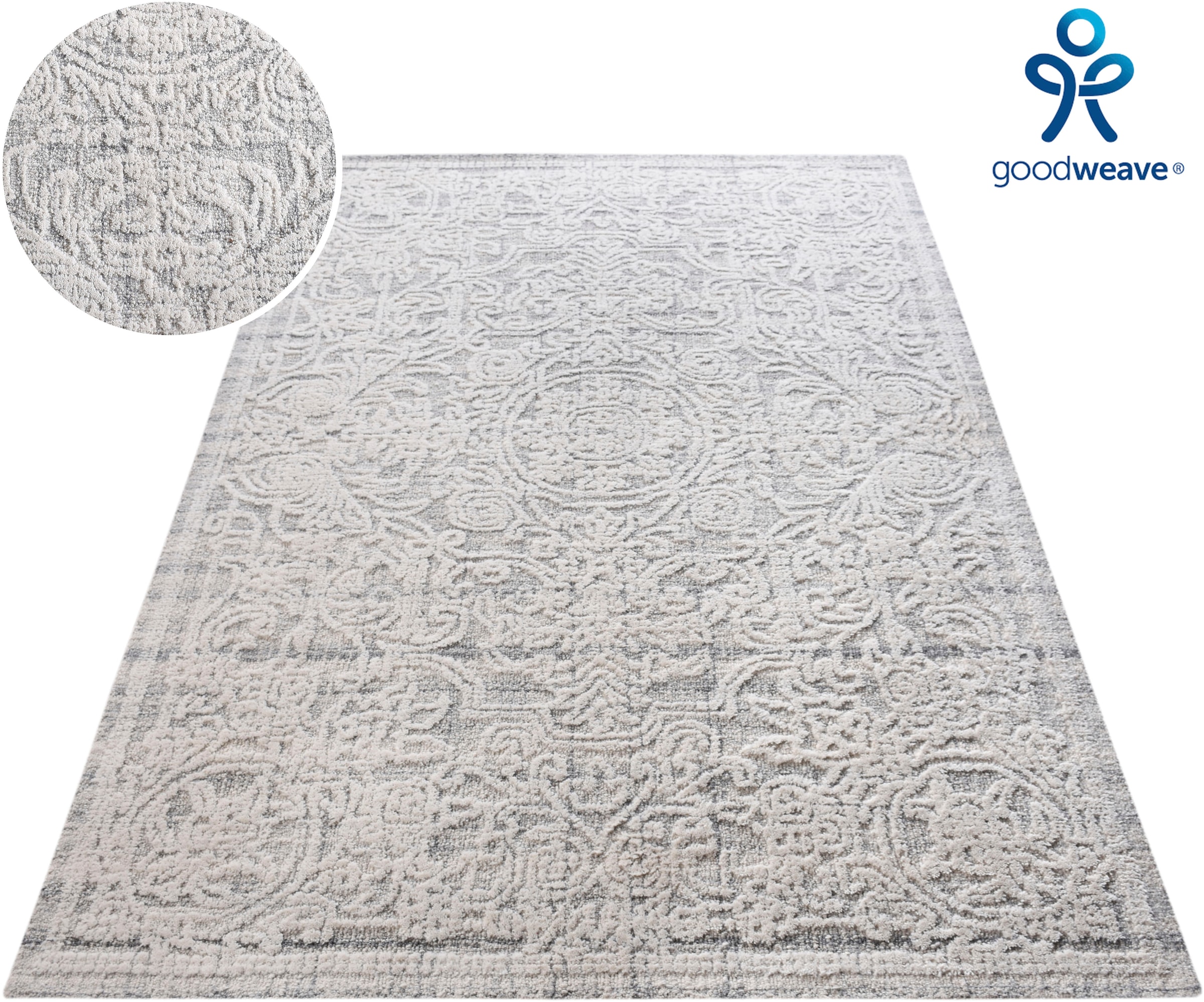 my home Wollteppich "Umea, handgefertigt, Wolle, Hoch-Tief-Struktur" rechte günstig online kaufen