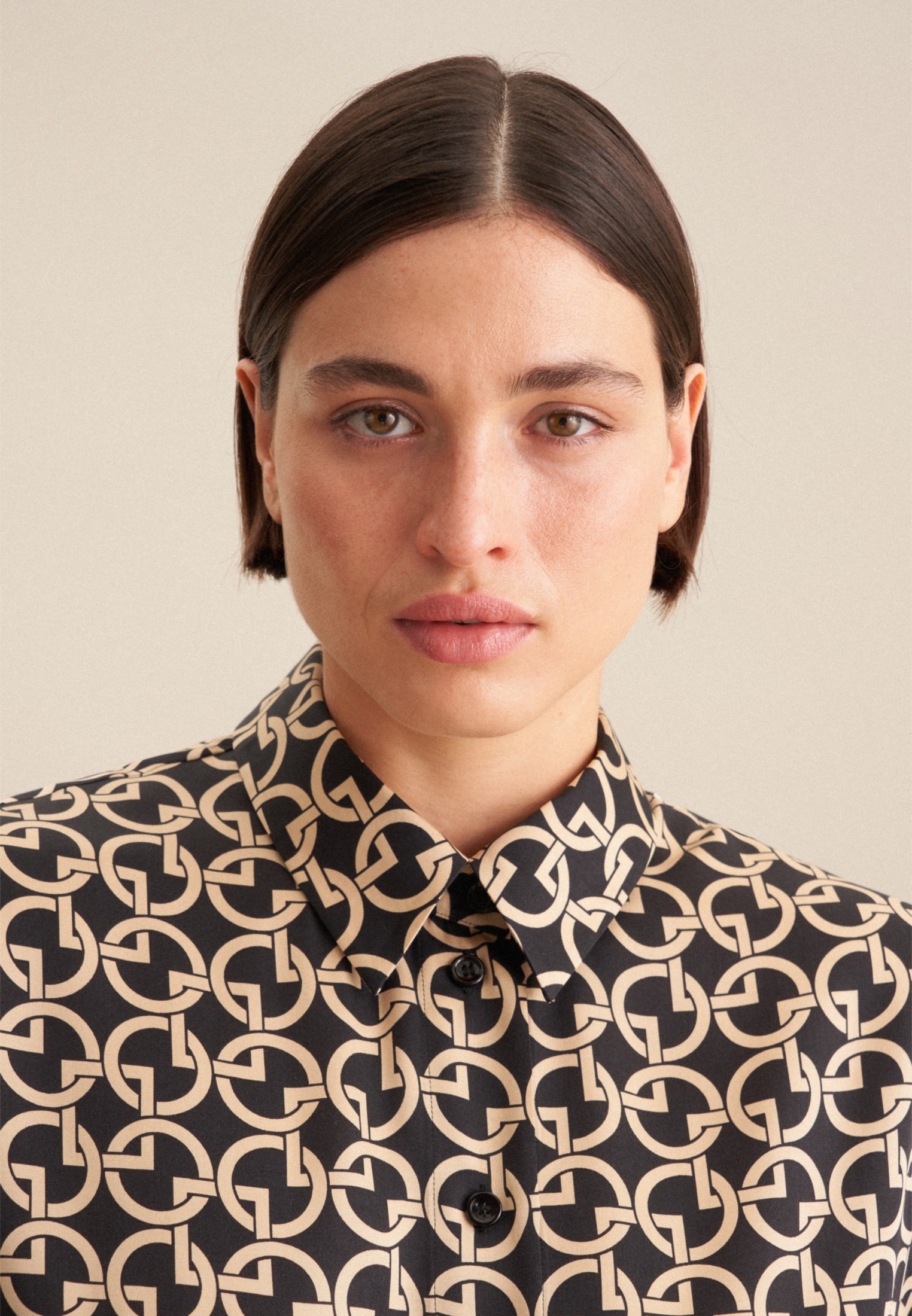 seidensticker Hemdbluse »Schwarze Rose« Langarm Kragen Druck